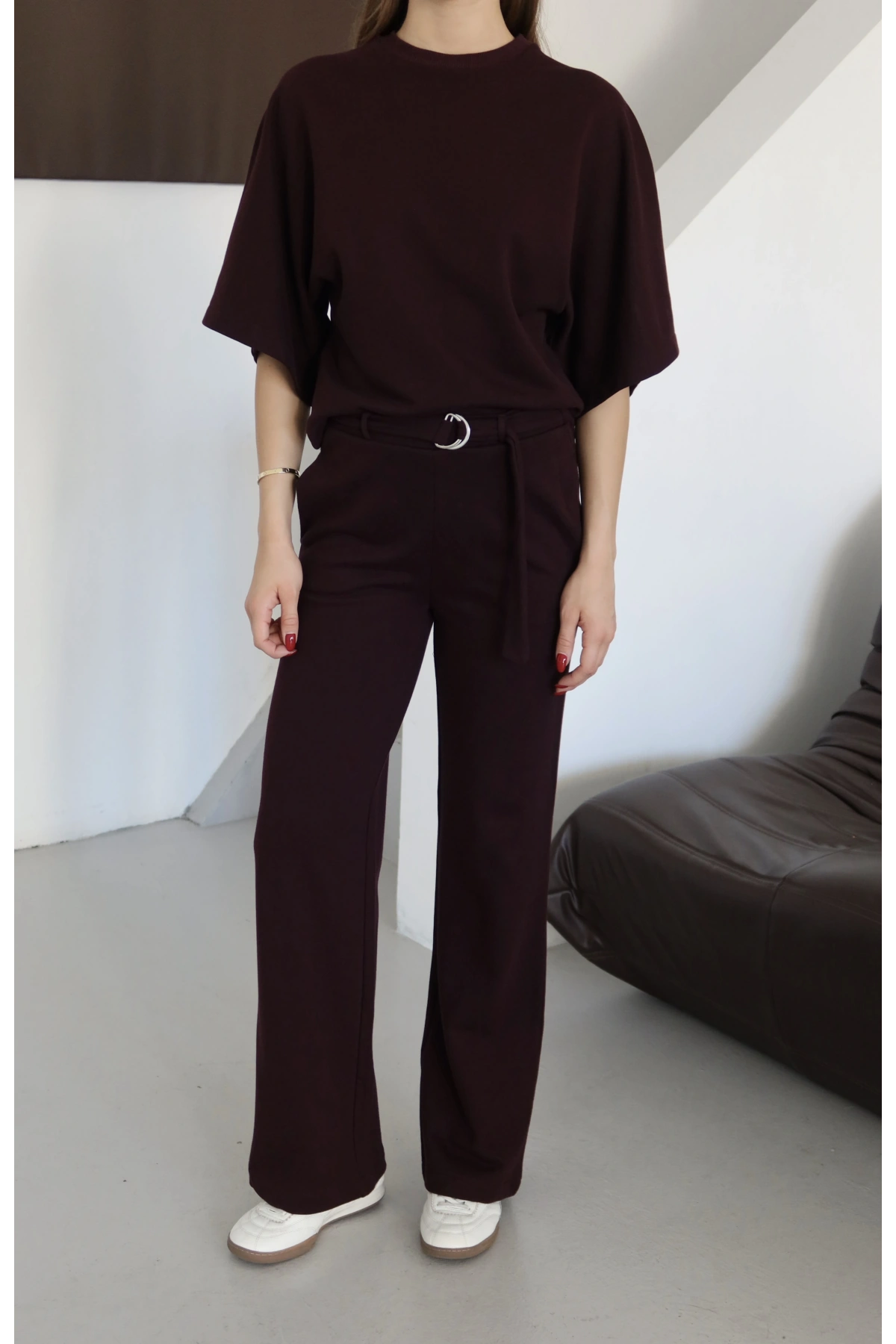 3 İplik Kısa Kol Takım Bordo