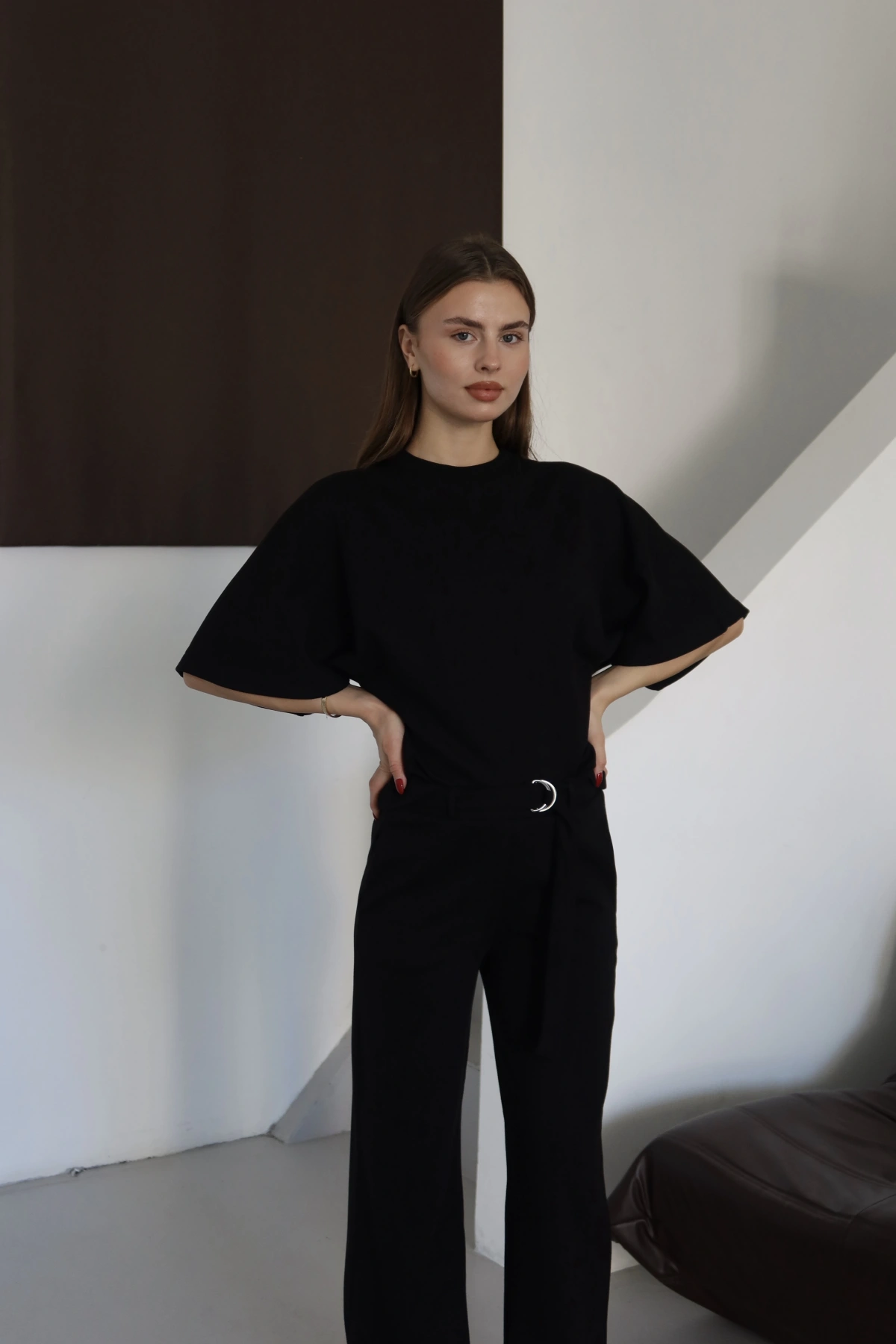 3 İplik Kısa Kol Takım Siyah