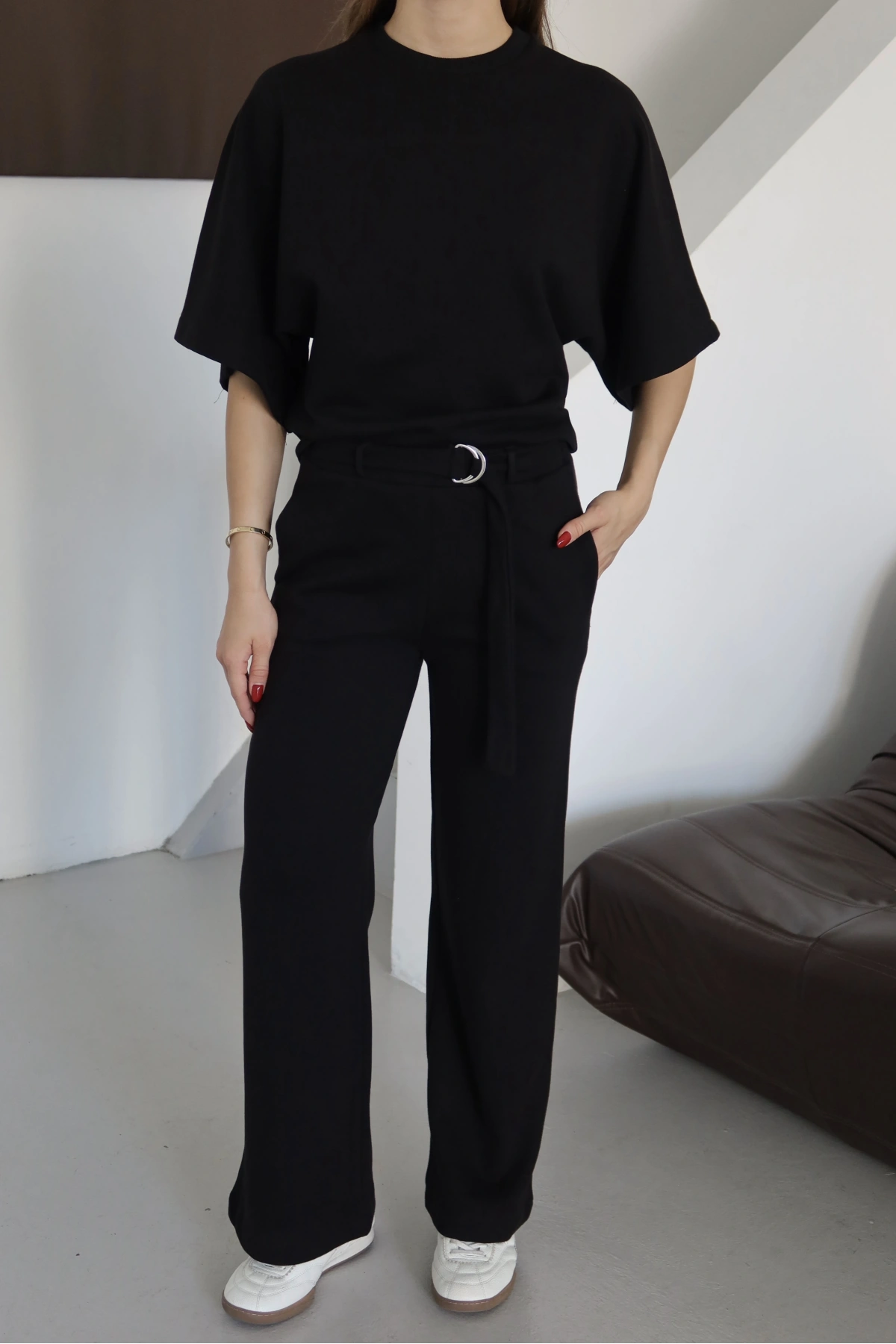 3 İplik Kısa Kol Takım Siyah