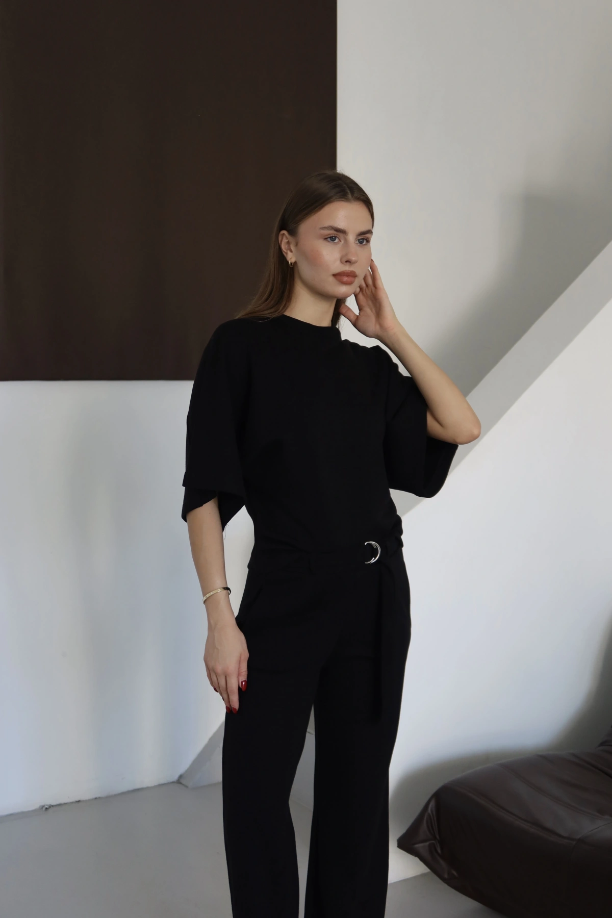 3 İplik Kısa Kol Takım Siyah