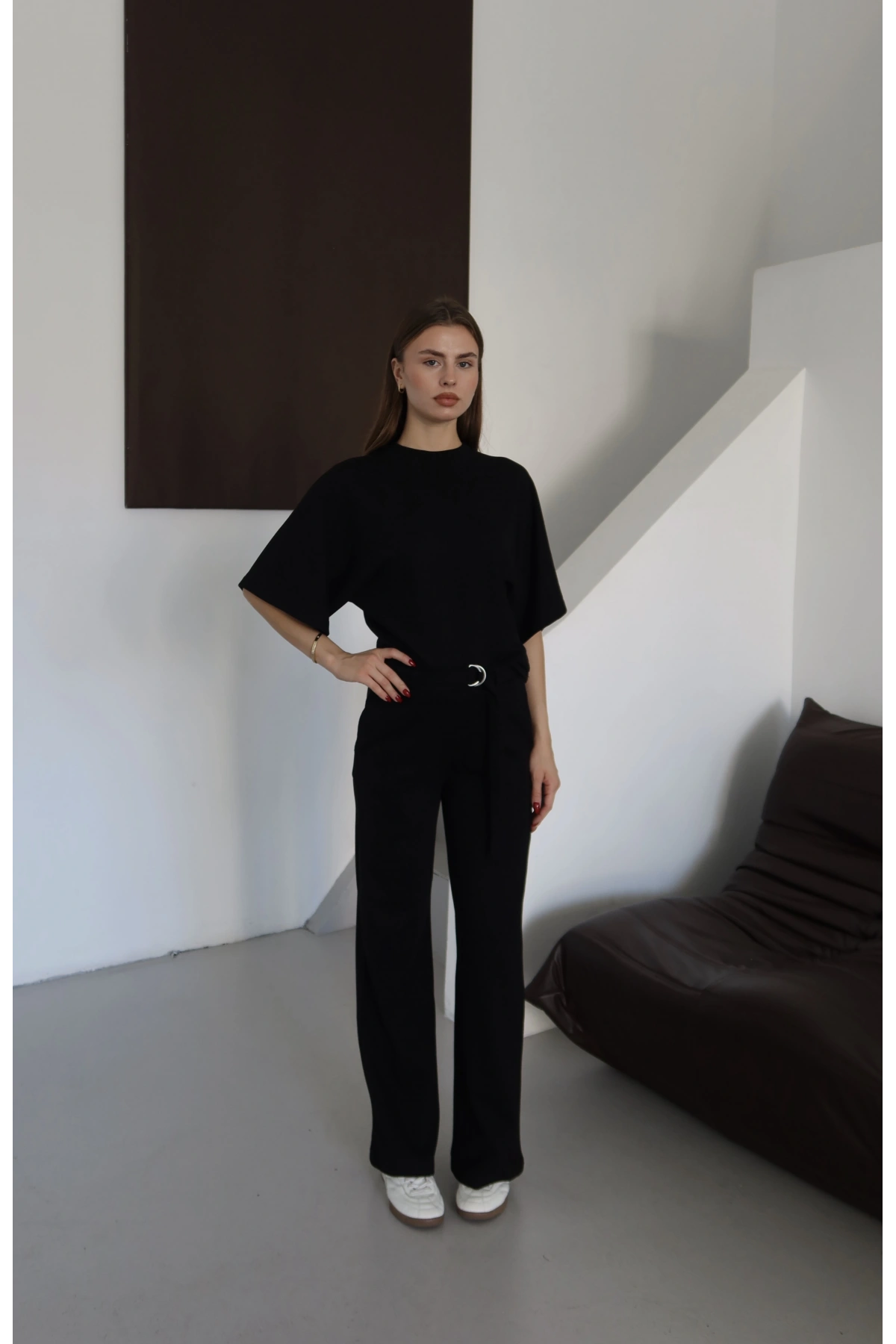 3 İplik Kısa Kol Takım Siyah