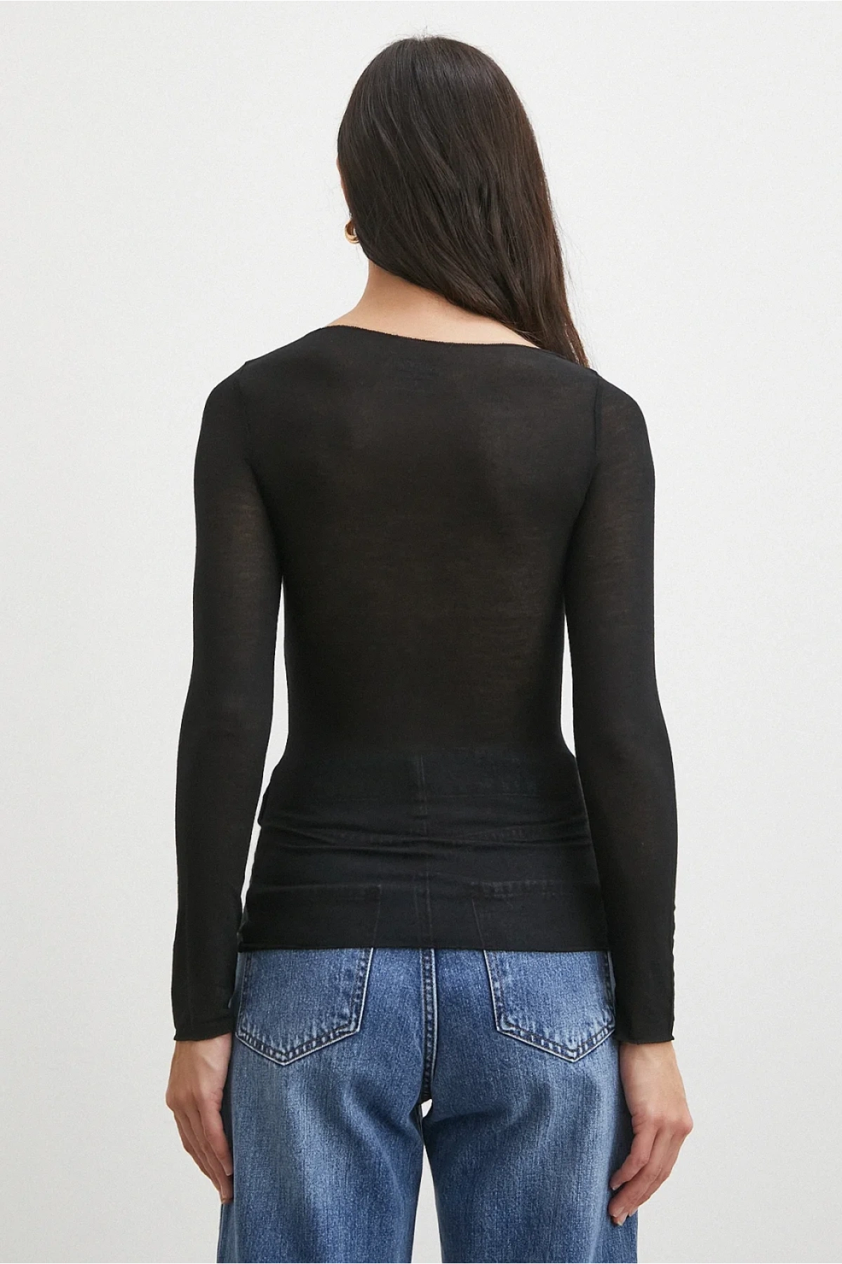 Açık yaka bluz siyah