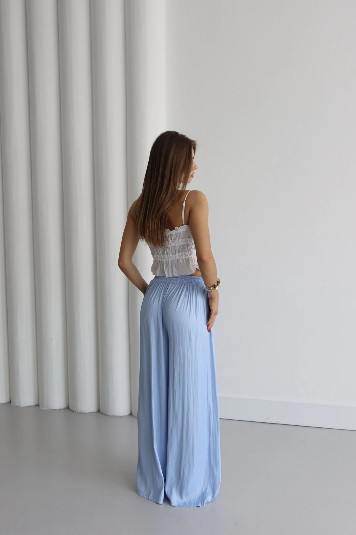 Bağcıklı Rahat Kesim Pantolon Mavi