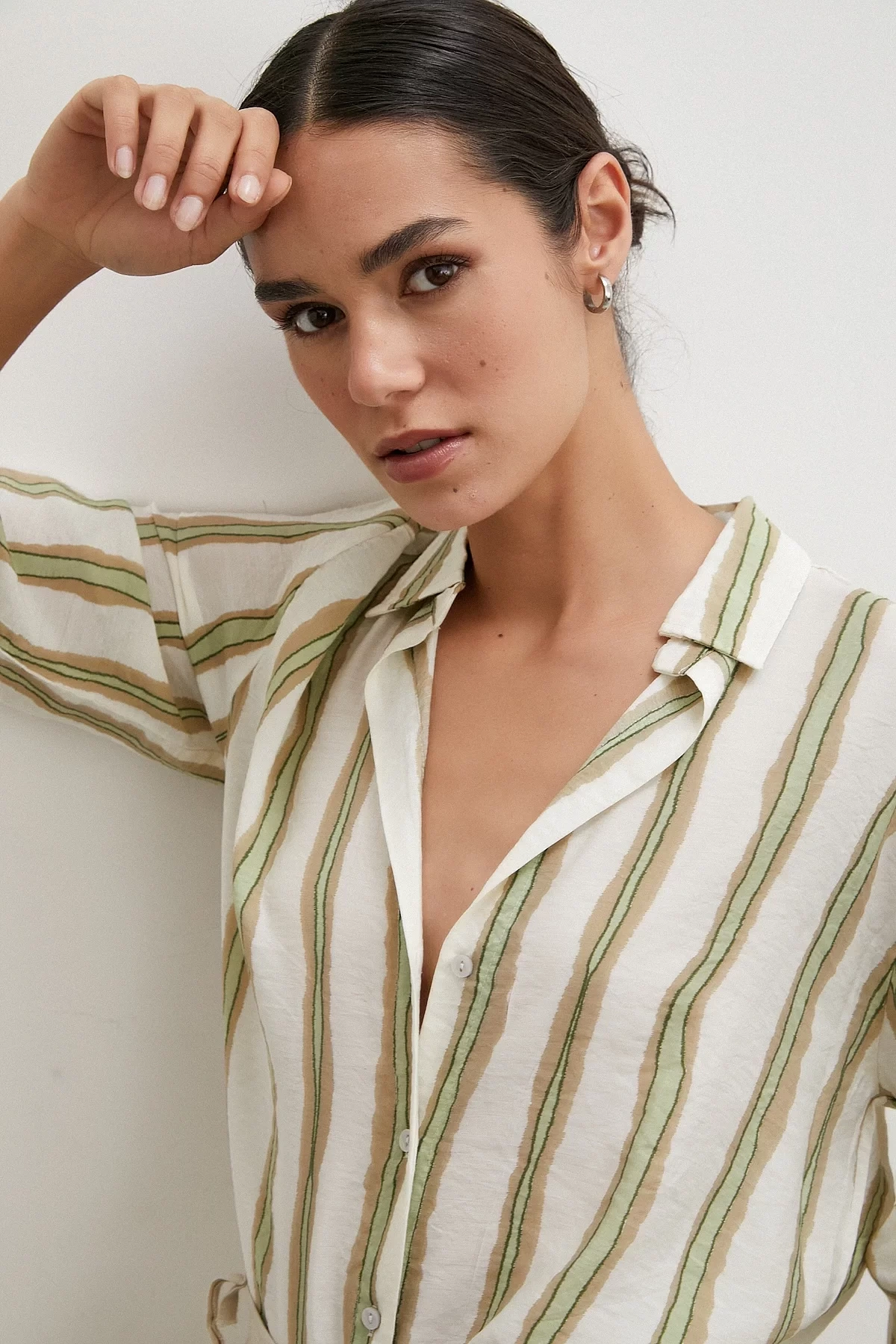 Bambu Çizgili Gömlek Yeşil