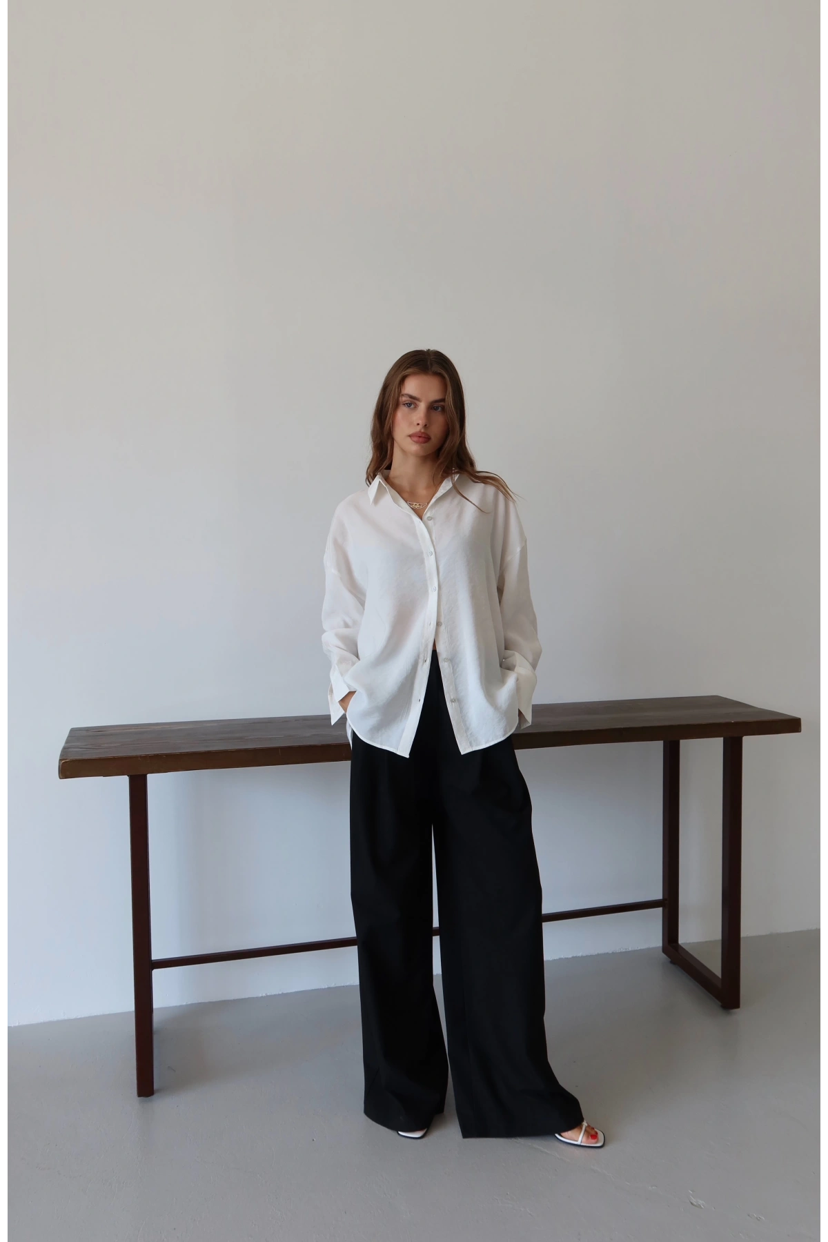 Basic Modal Gömlek Ekru