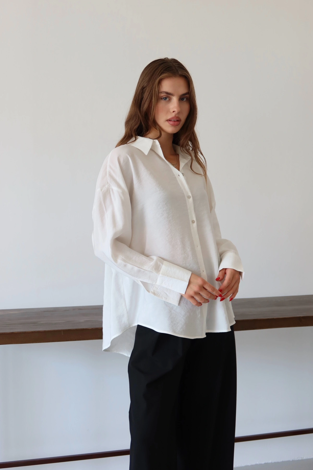 Basic Modal Gömlek Ekru