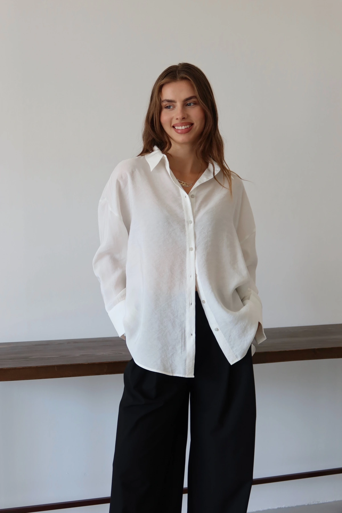 Basic Modal Gömlek Ekru