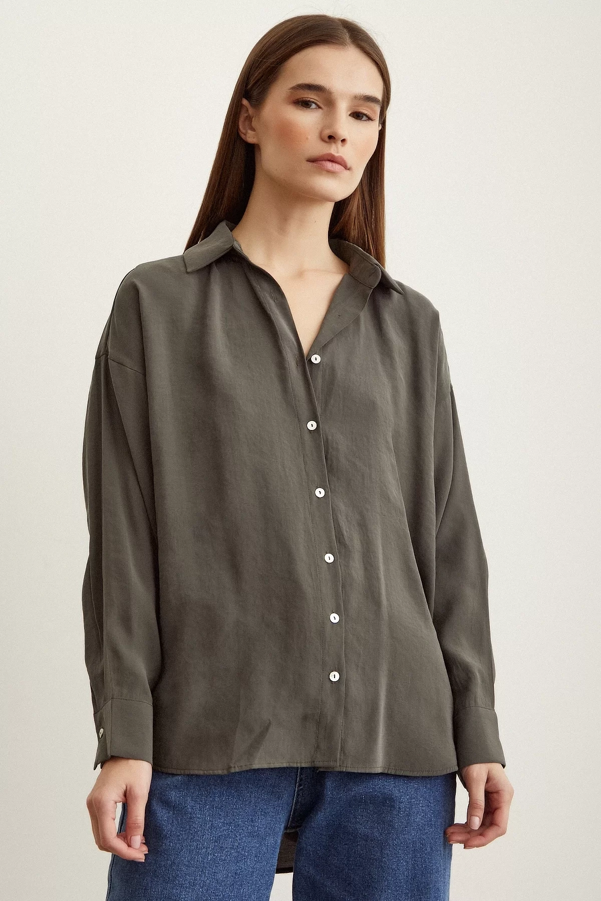 Basic Modal Gömlek Haki