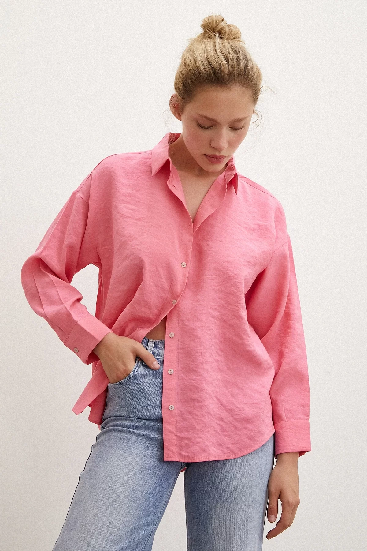 Basic Modal Gömlek Pembe