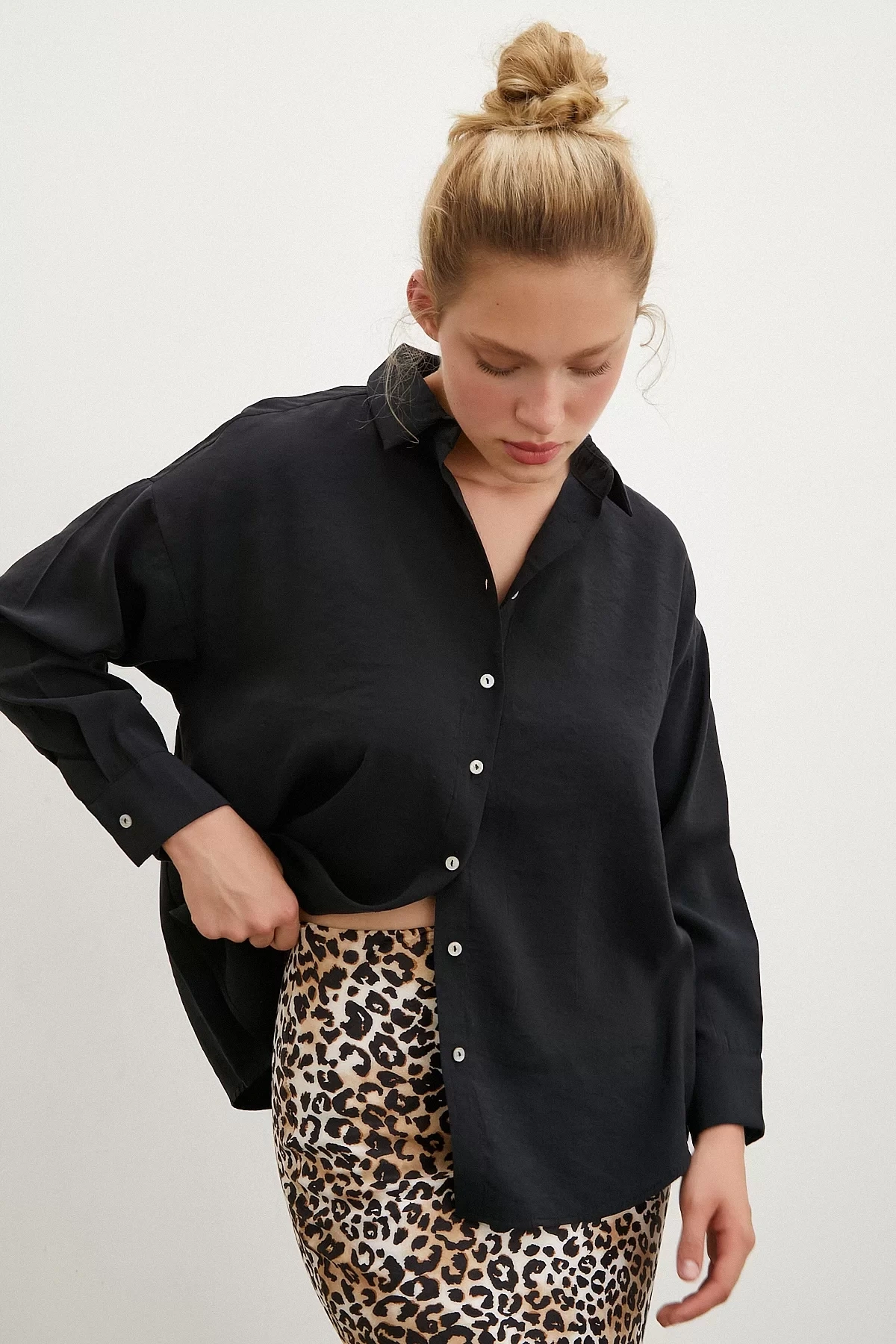 Basic Modal Gömlek Siyah