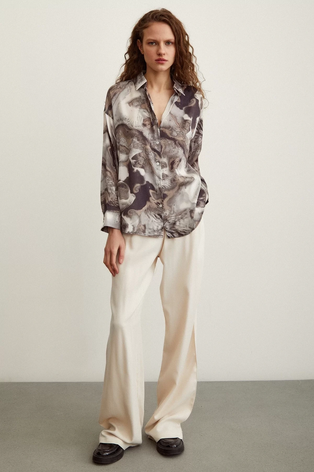 Batik Desen Gömlek Gri