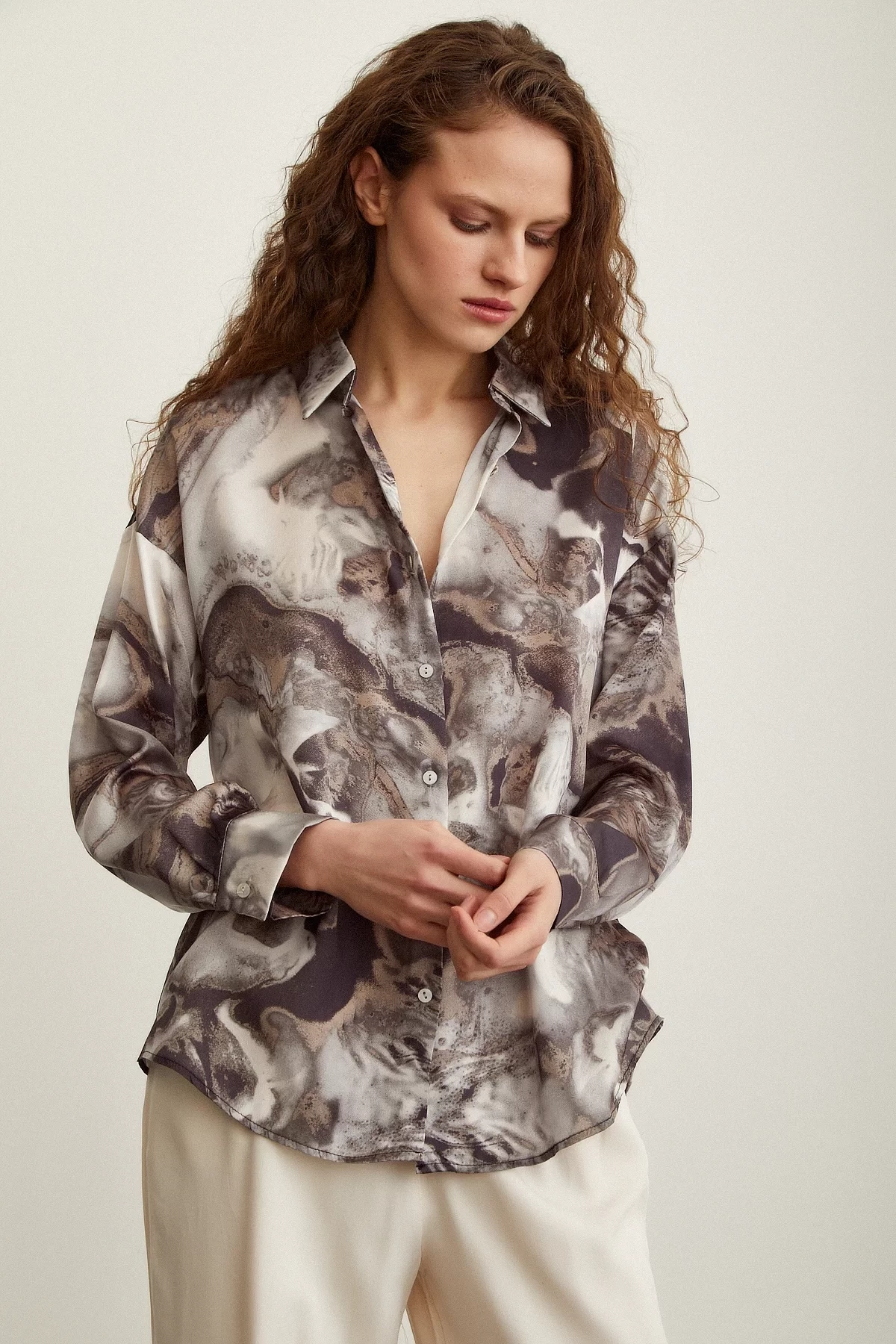 Batik Desen Gömlek Gri