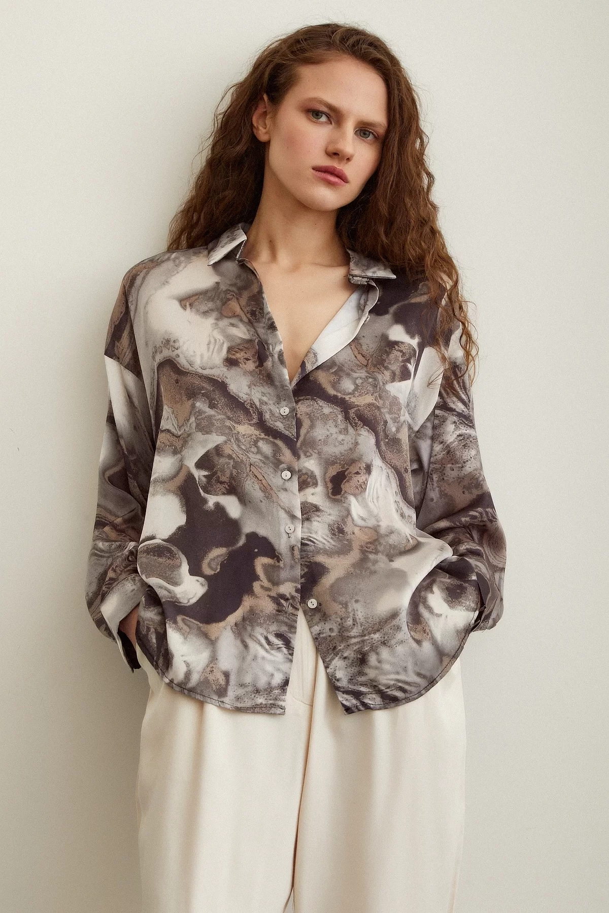 Batik Desen Gömlek Gri