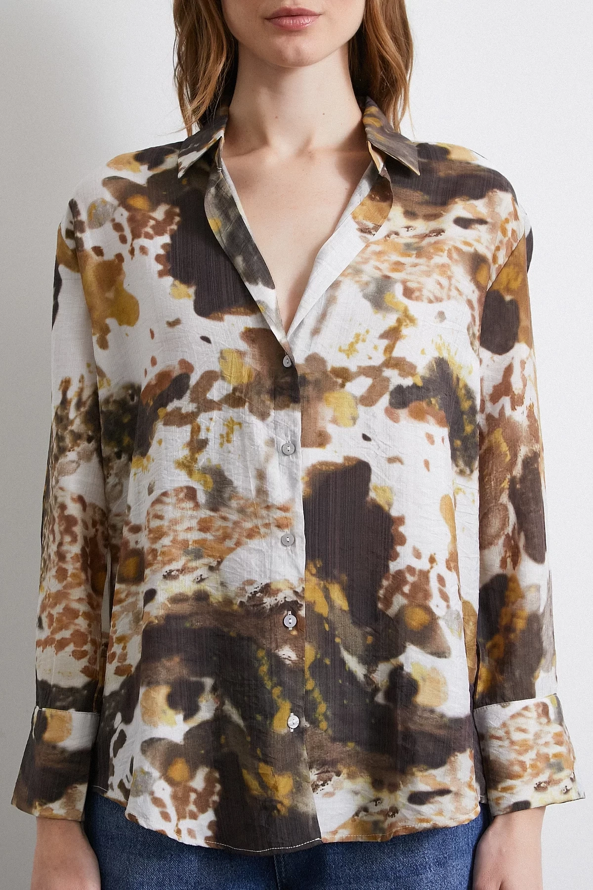 Batik Desen Vual Gömlek Haki