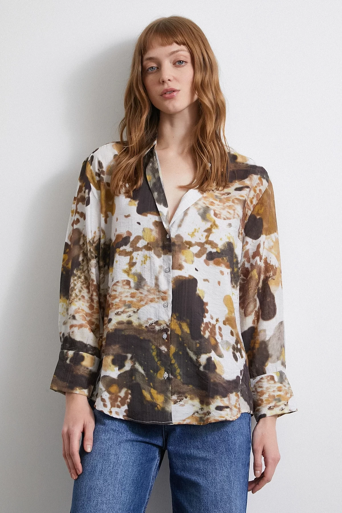 Batik Desen Vual Gömlek Haki