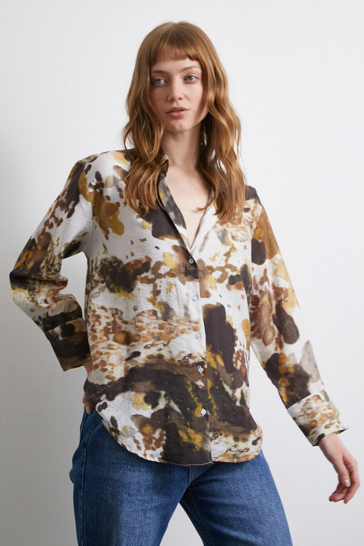 Batik Desen Vual Gömlek Haki