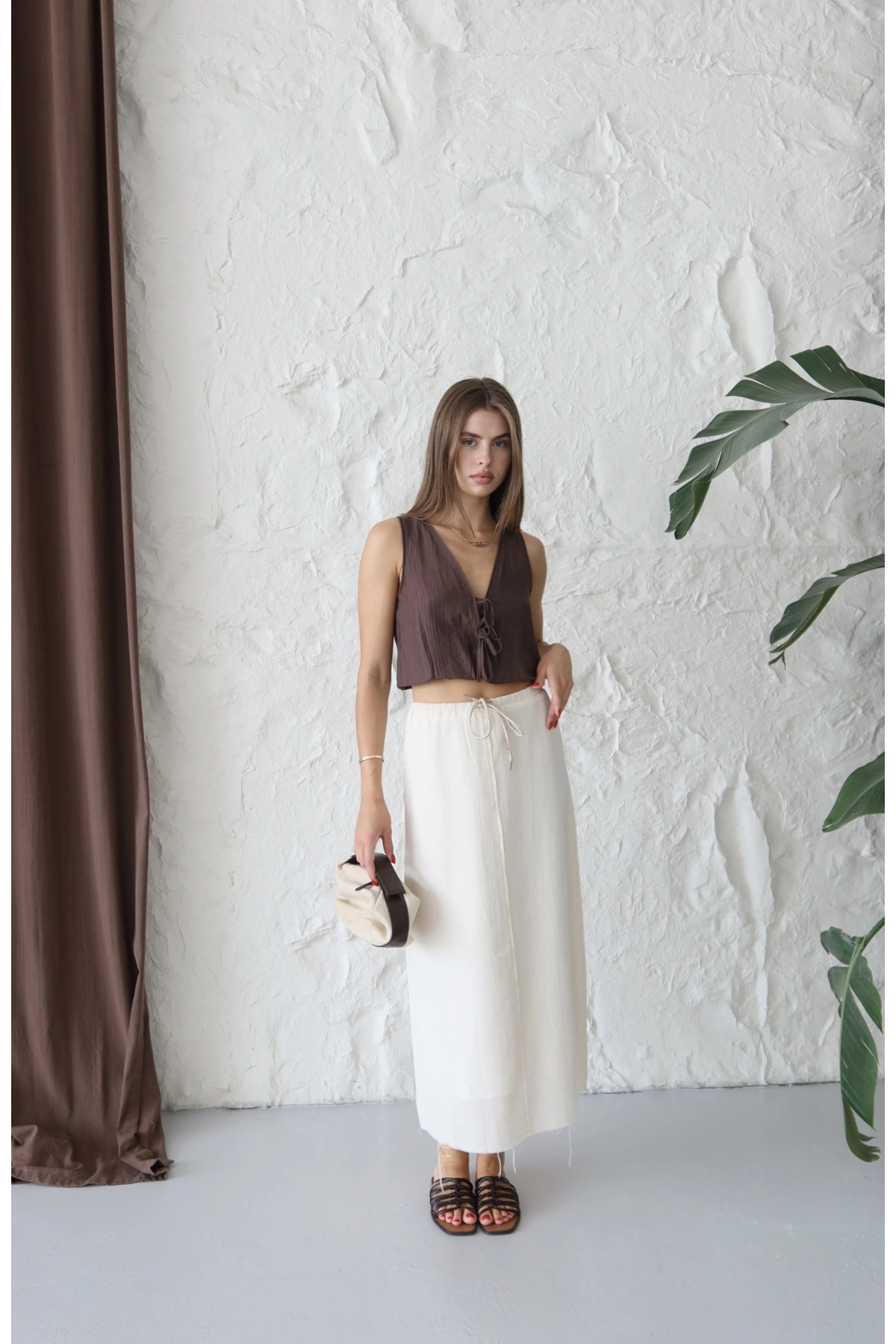 Beli Lastikli Astarlı Hasır Etek