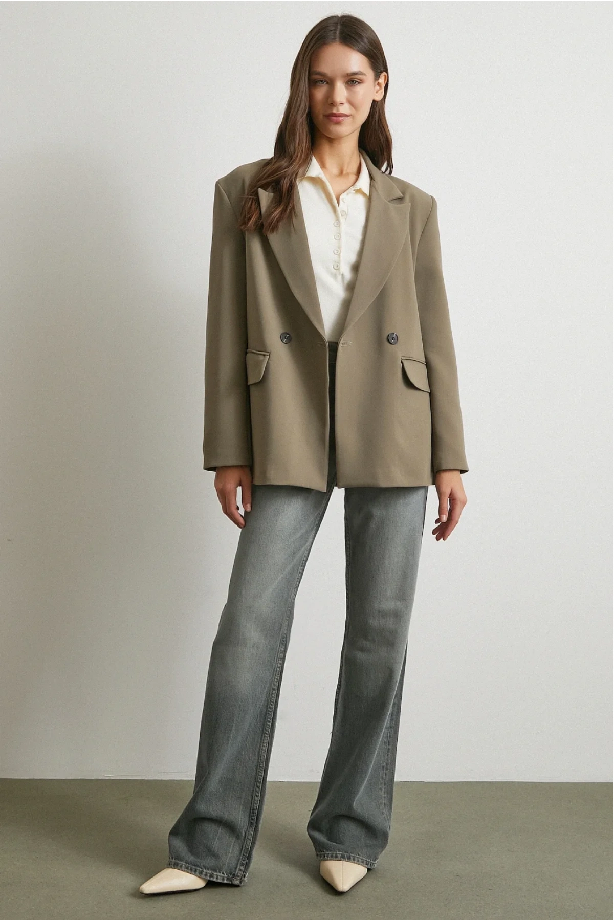 Beş Cepli Yüksek Bel Jean Füme