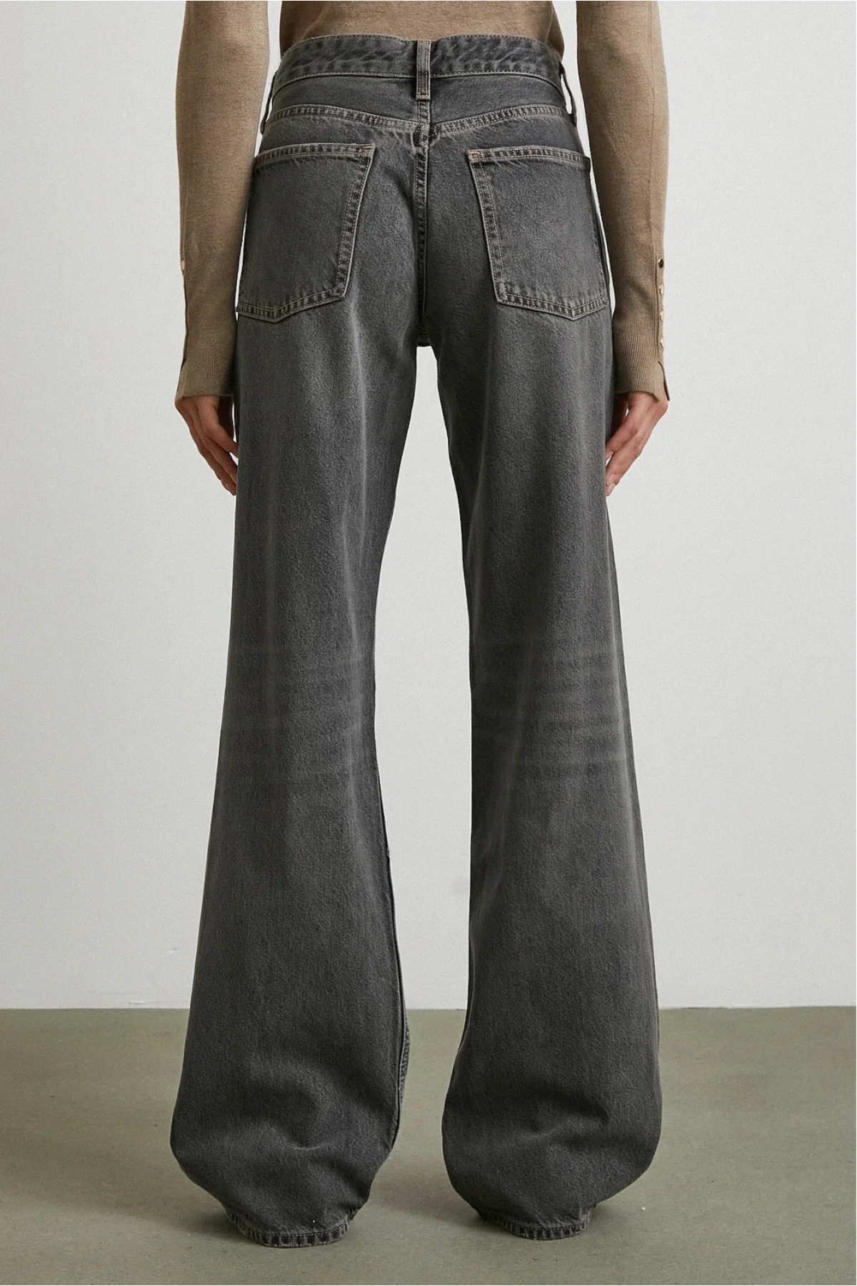 Beş Cepli Yüksek Bel Jean Gri