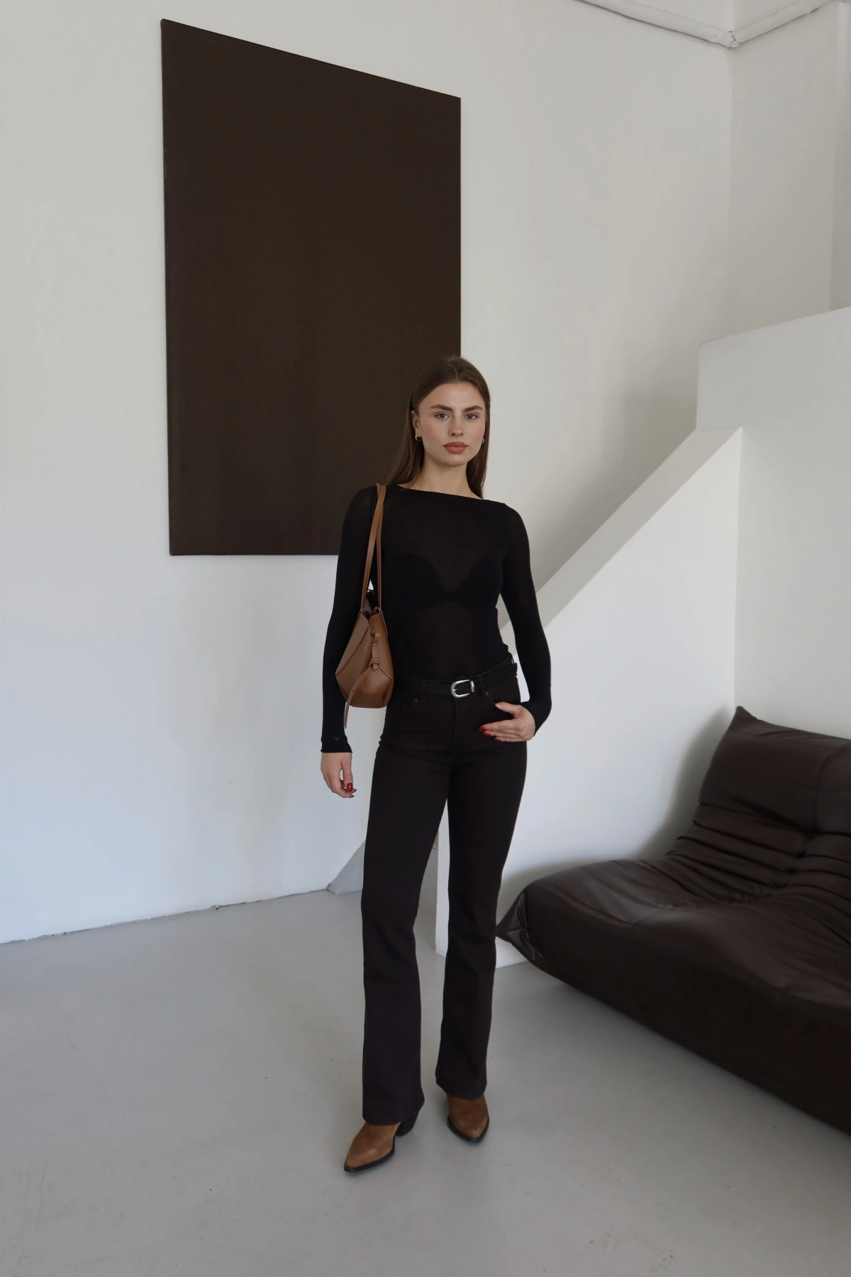 Brown İspanyol Paça Jean Kahve