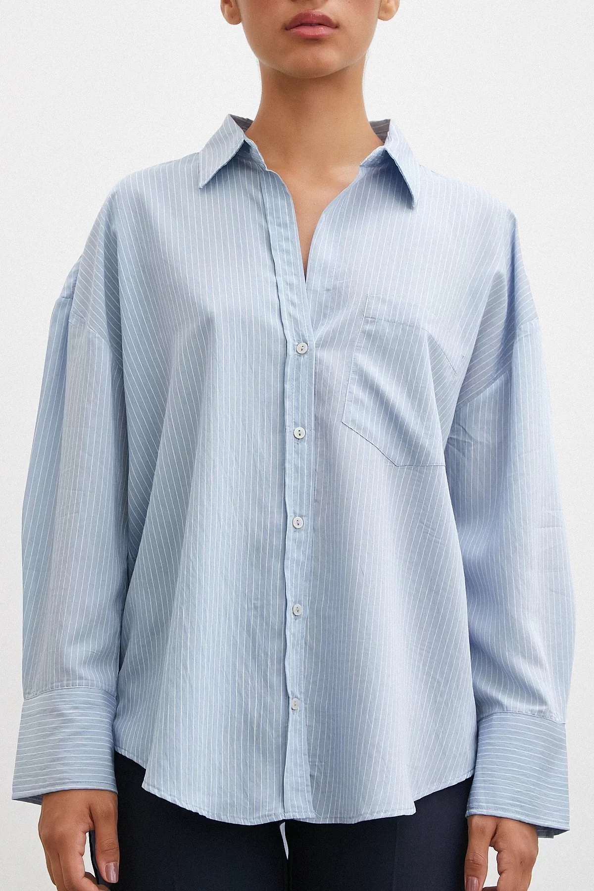 Cepli Çizgili Gömlek Mavi