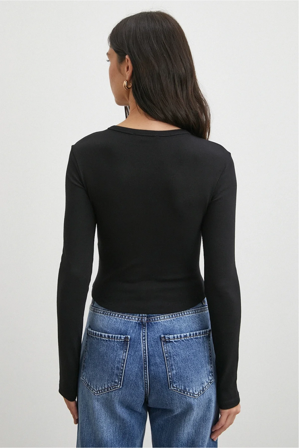 Düğmeli Bluz Siyah