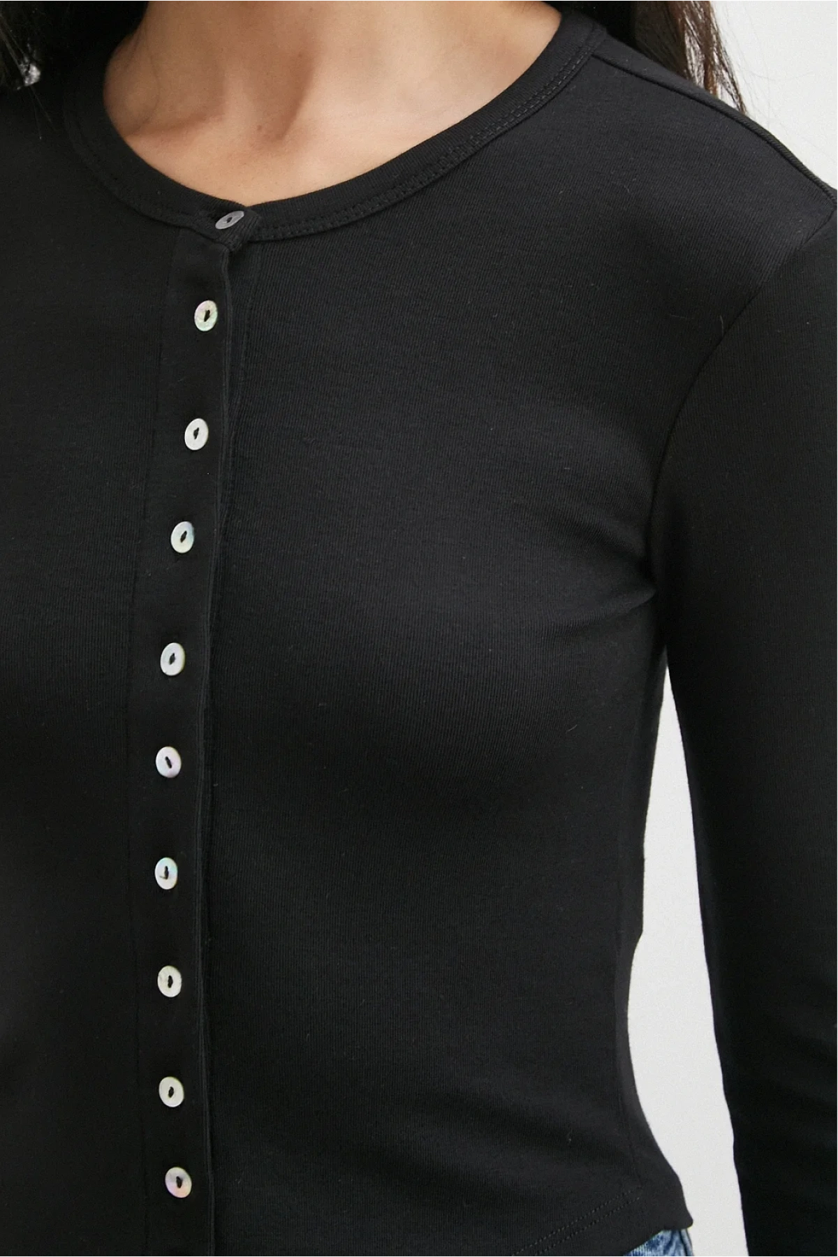 Düğmeli Bluz Siyah