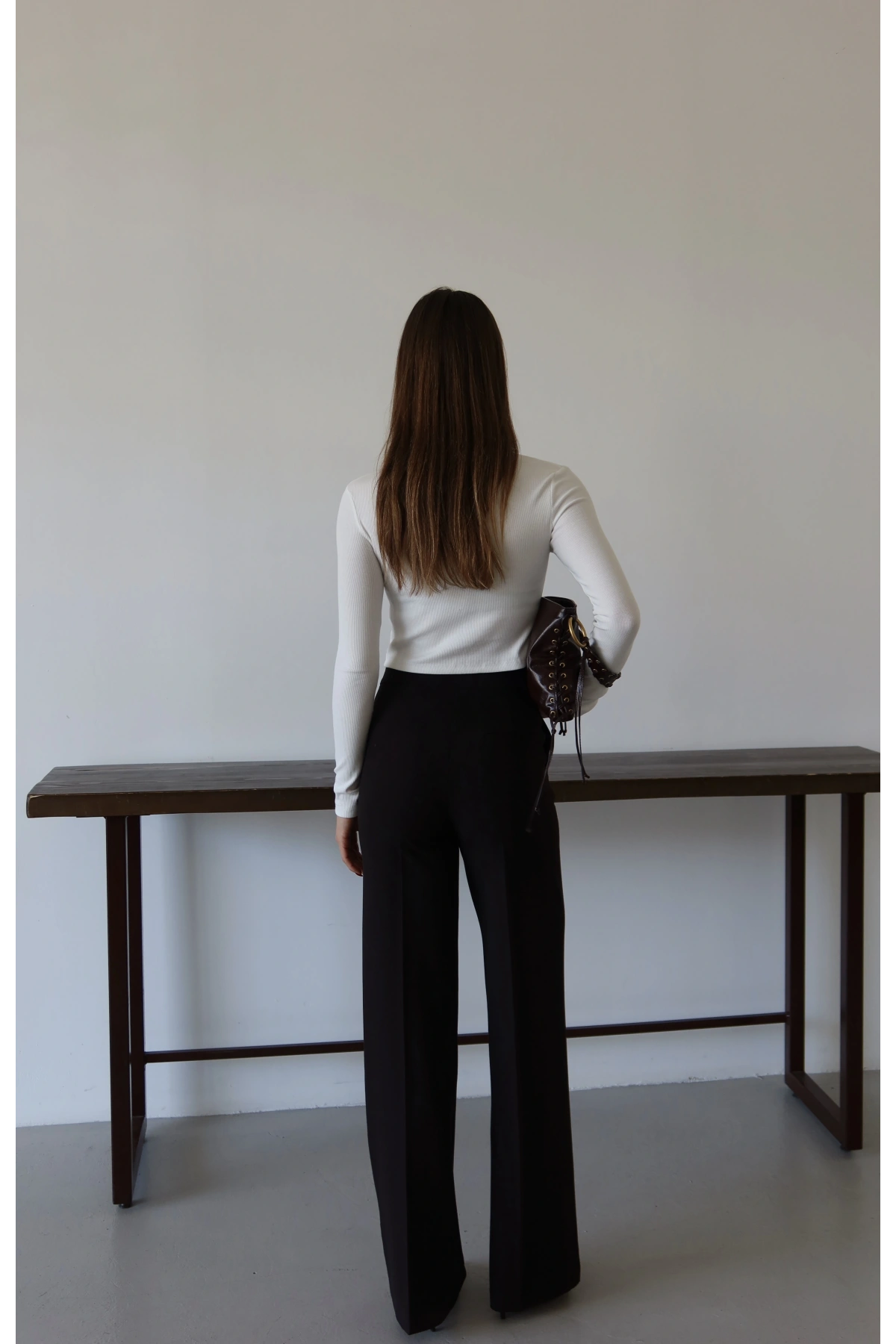 Düz Kesim Palazzo Pantolon Siyah