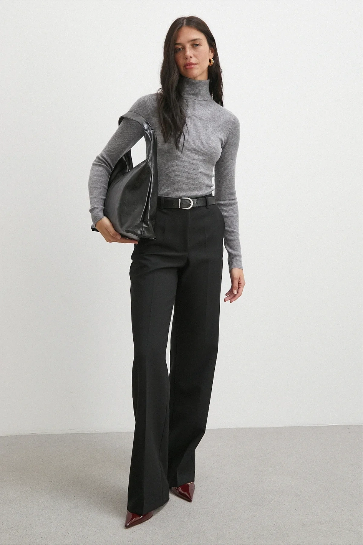 Düz Kesim Palazzo Pantolon Siyah