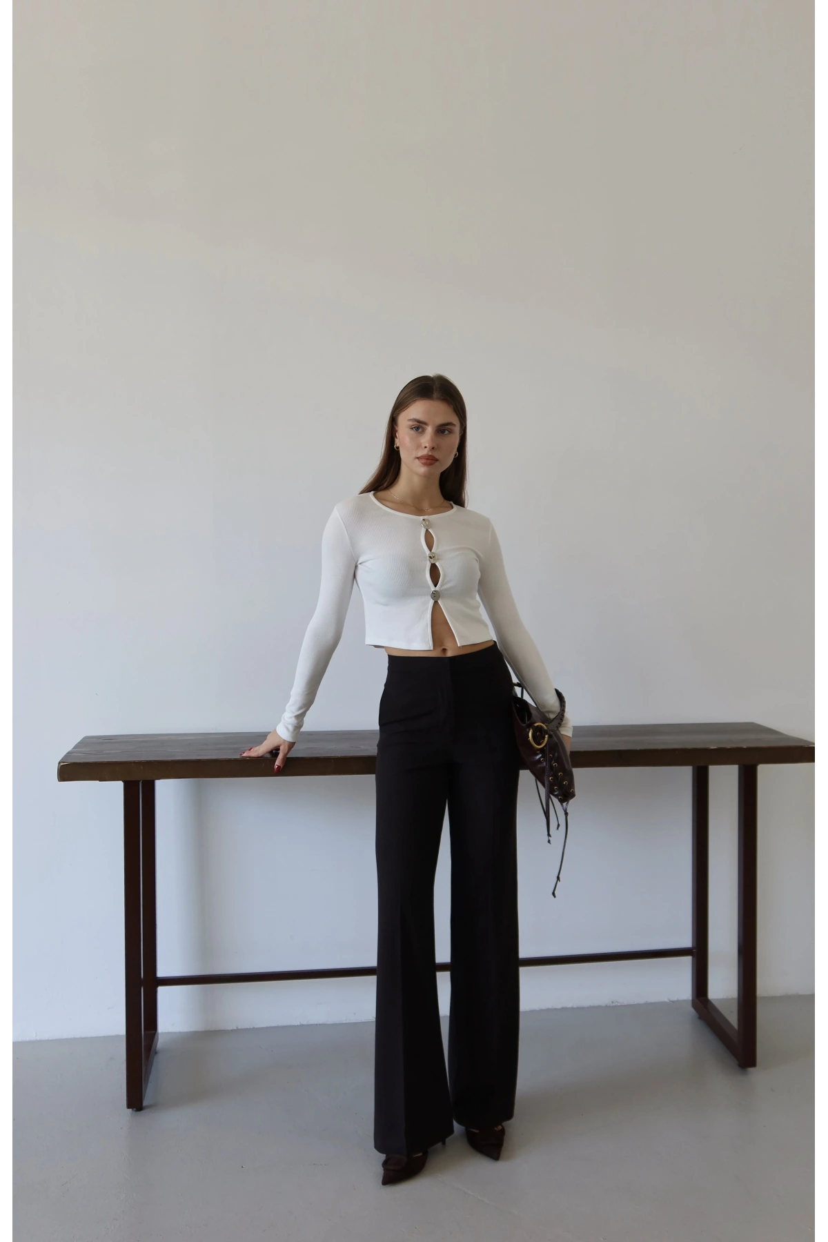 Düz Kesim Palazzo Pantolon Siyah