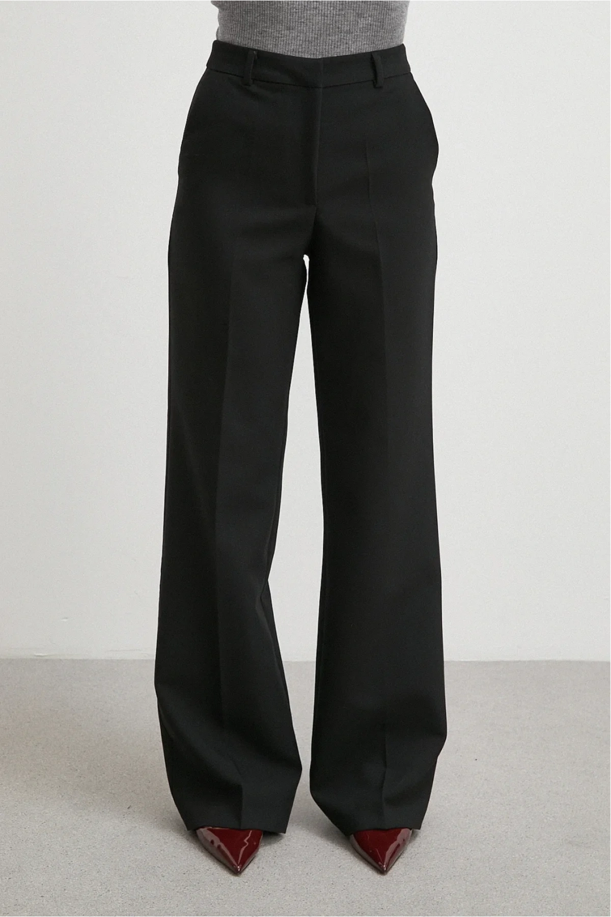 Düz Kesim Palazzo Pantolon Siyah