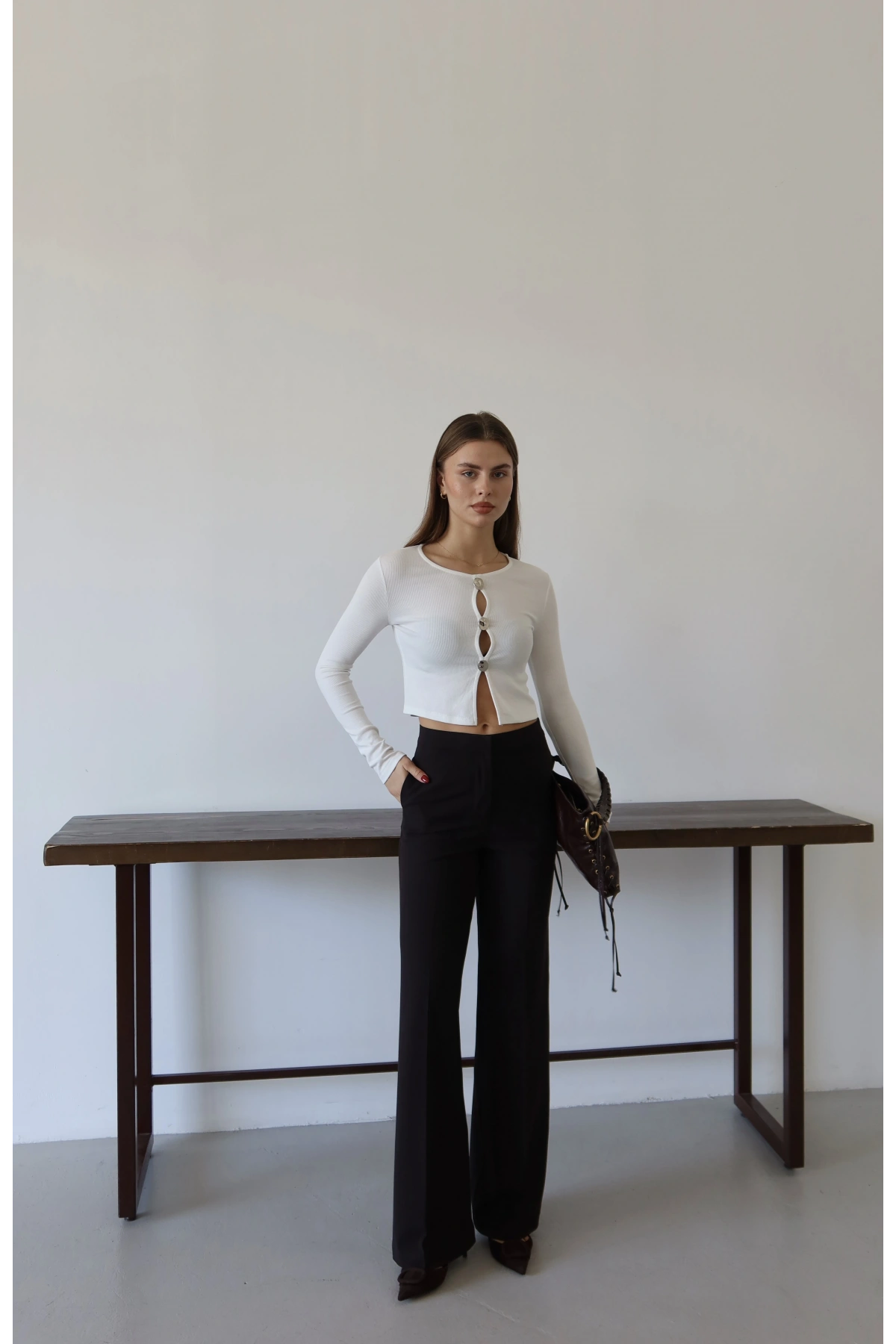 Düz Kesim Palazzo Pantolon Siyah