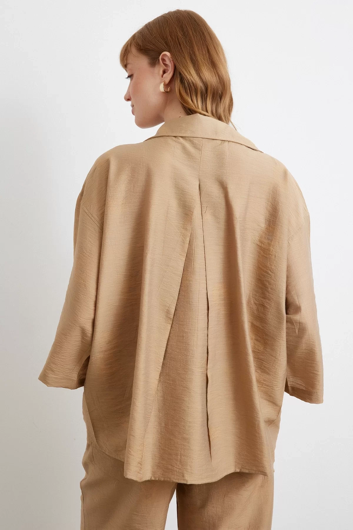 Fakir Kol Oversize Gömlek Kahve