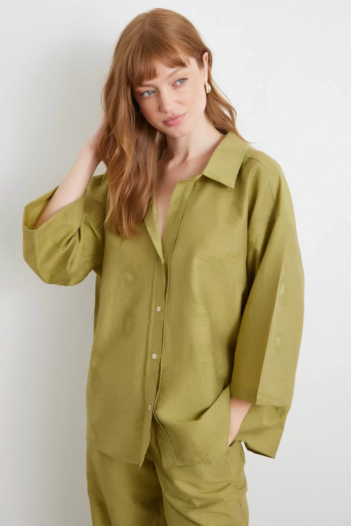 Fakir Kol Oversize Gömlek Yeşil