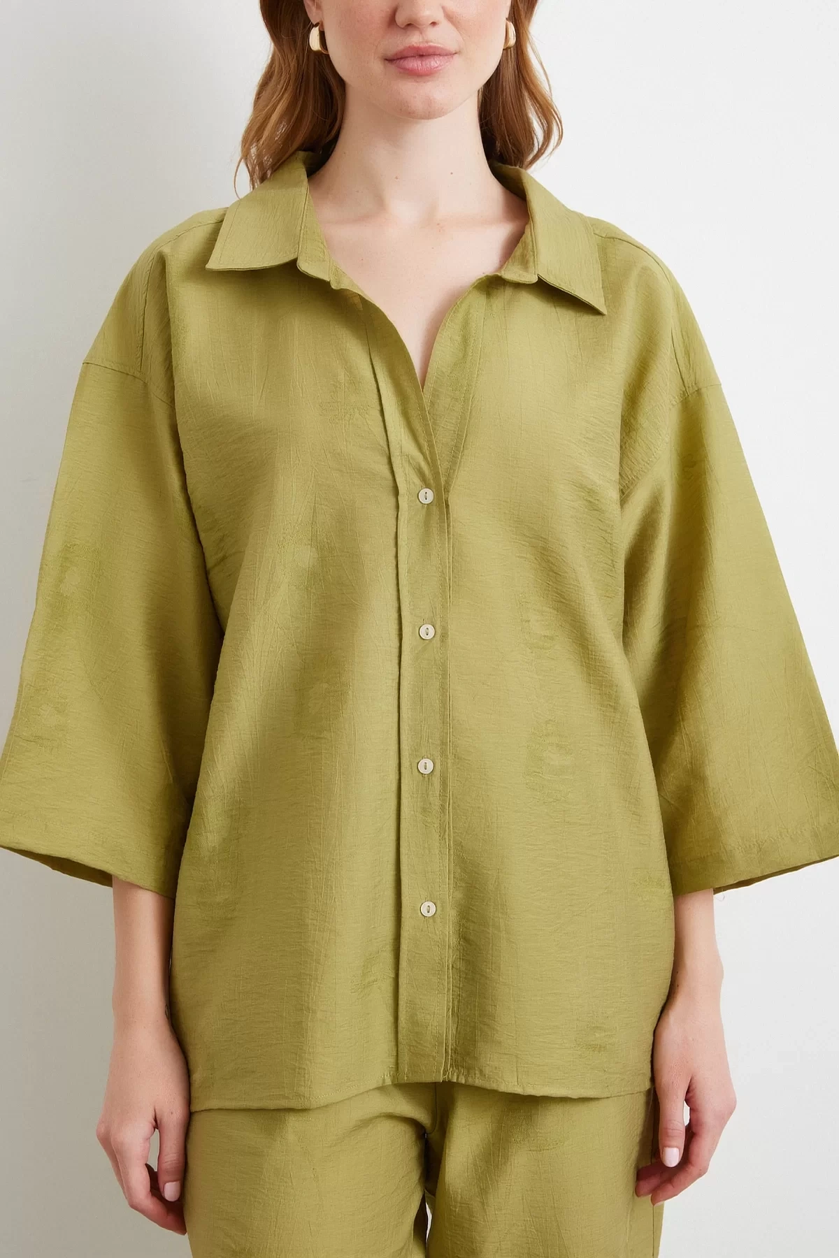 Fakir Kol Oversize Gömlek Yeşil