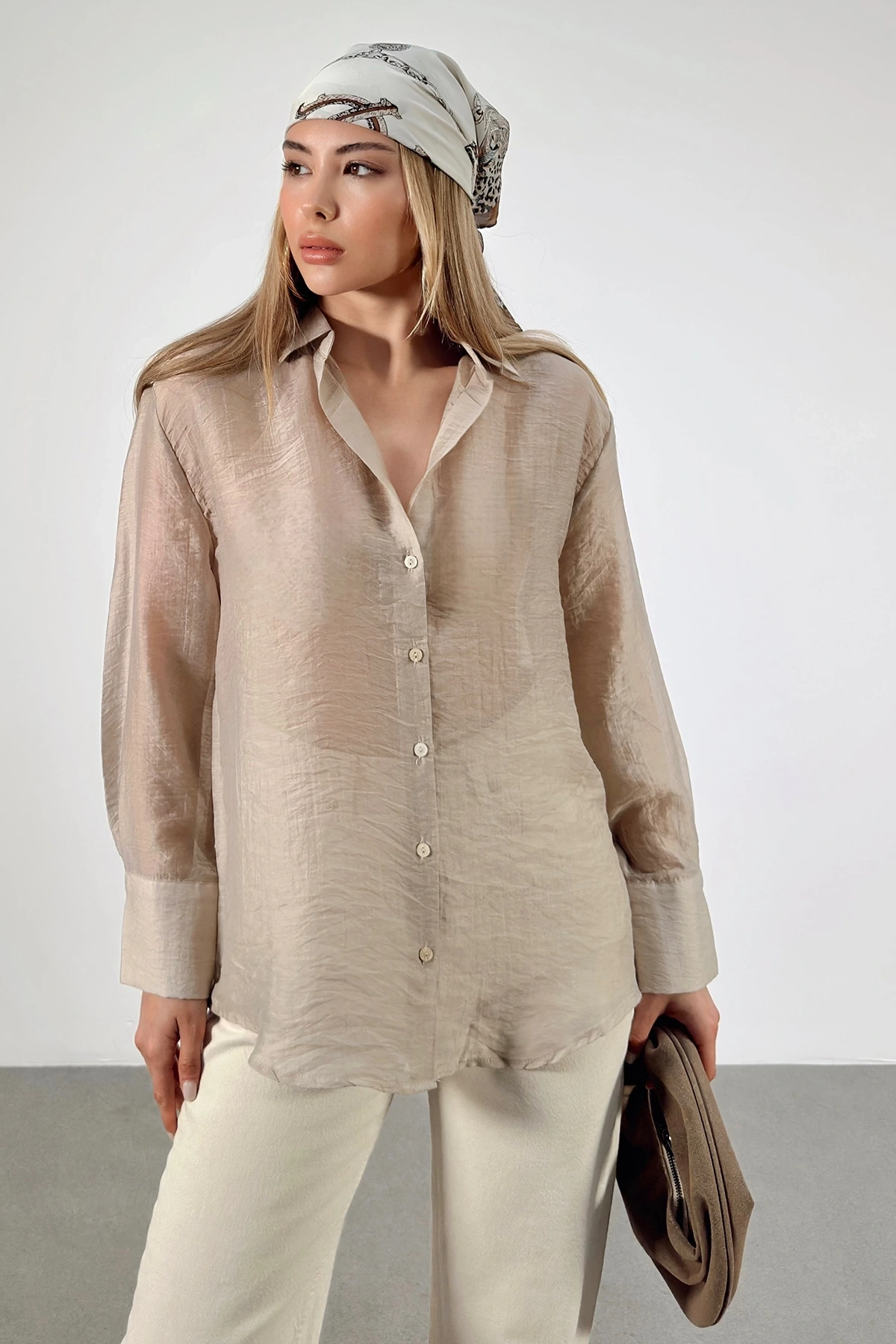 İnce Modal Gömlek Bej