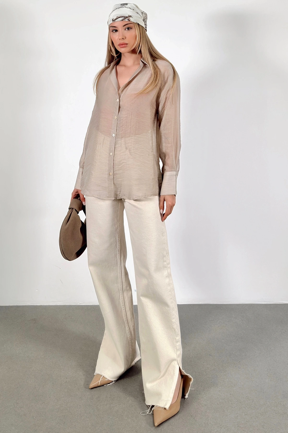 İnce Modal Gömlek Bej