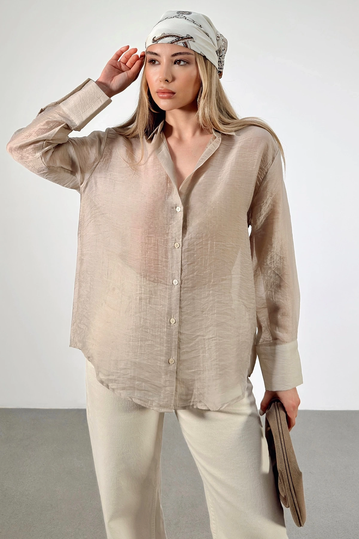 İnce Modal Gömlek Bej