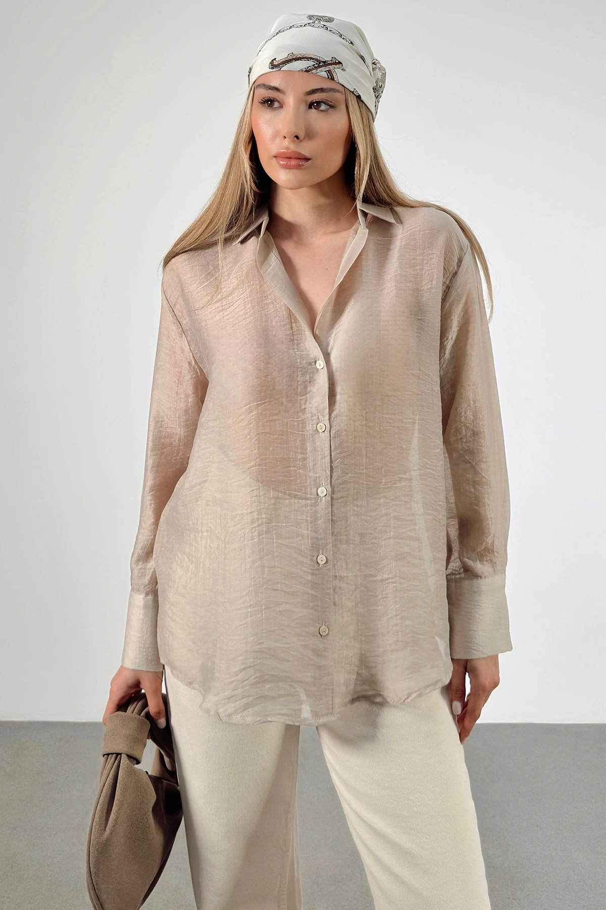 İnce Modal Gömlek Bej
