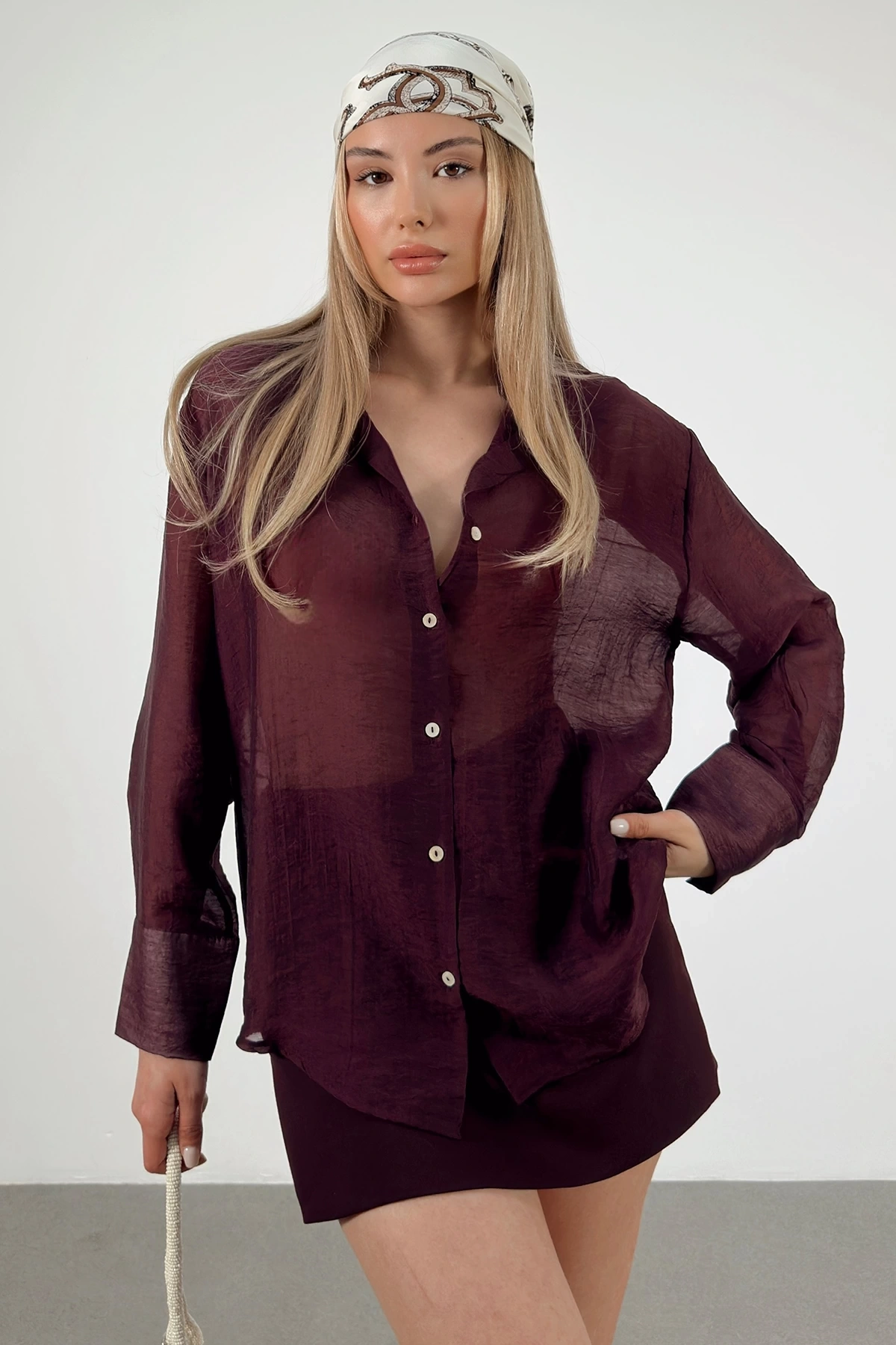 İnce Modal Gömlek Bordo