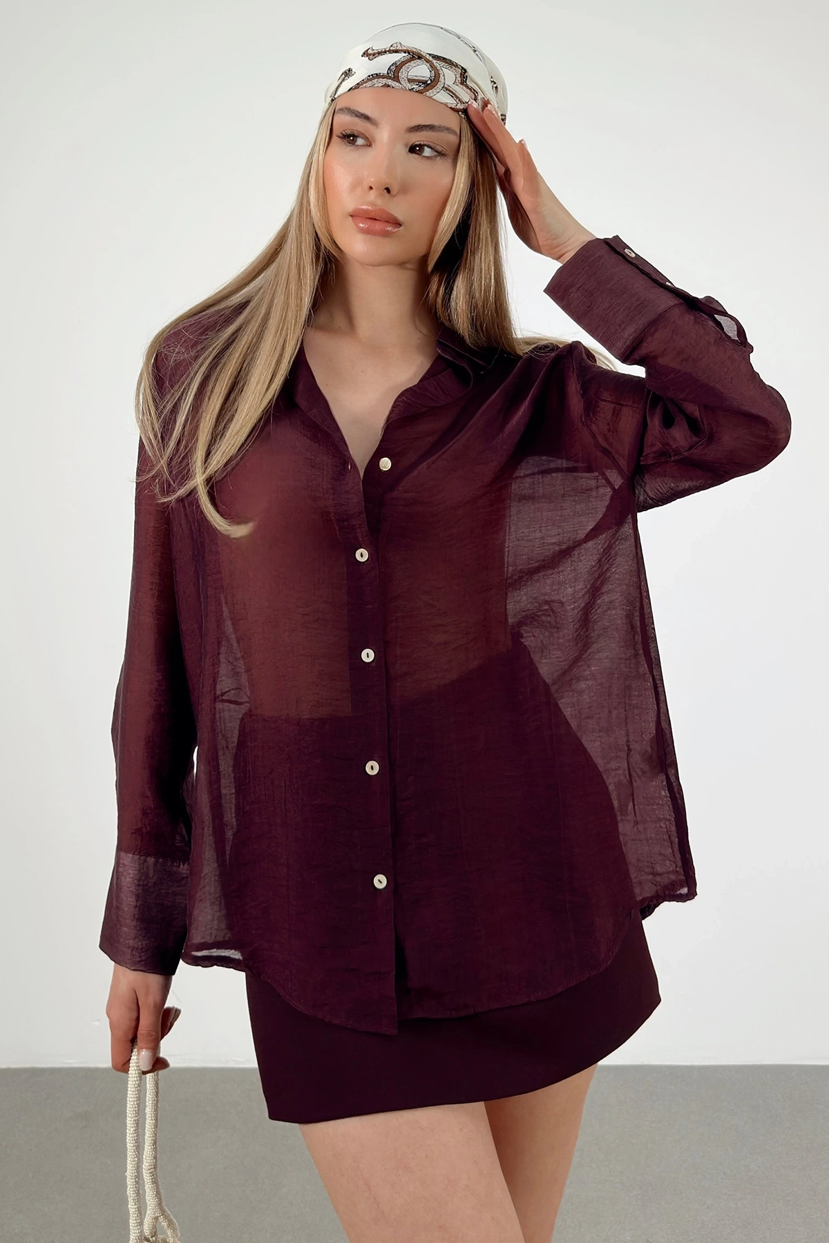 İnce Modal Gömlek Bordo