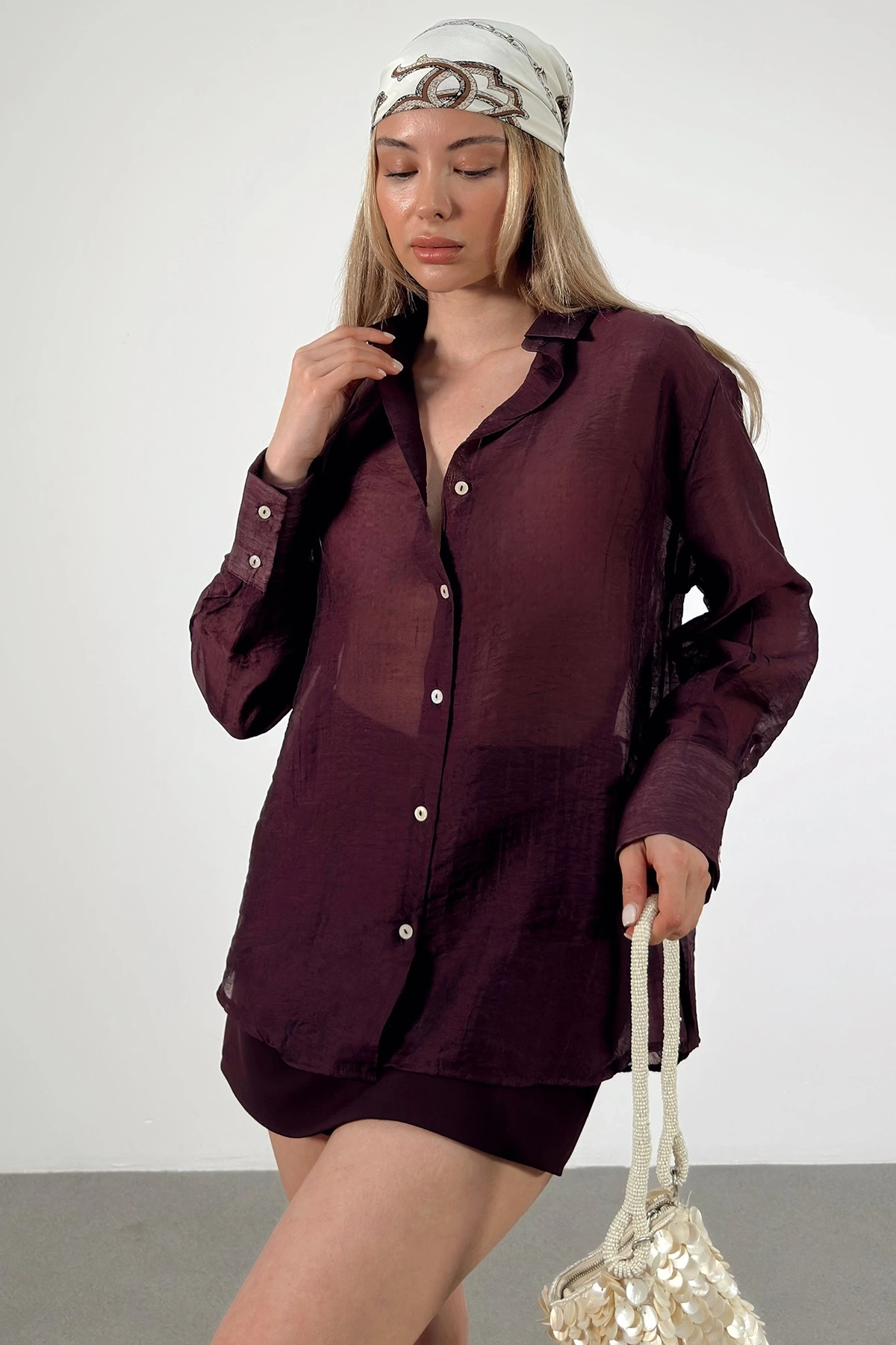 İnce Modal Gömlek Bordo