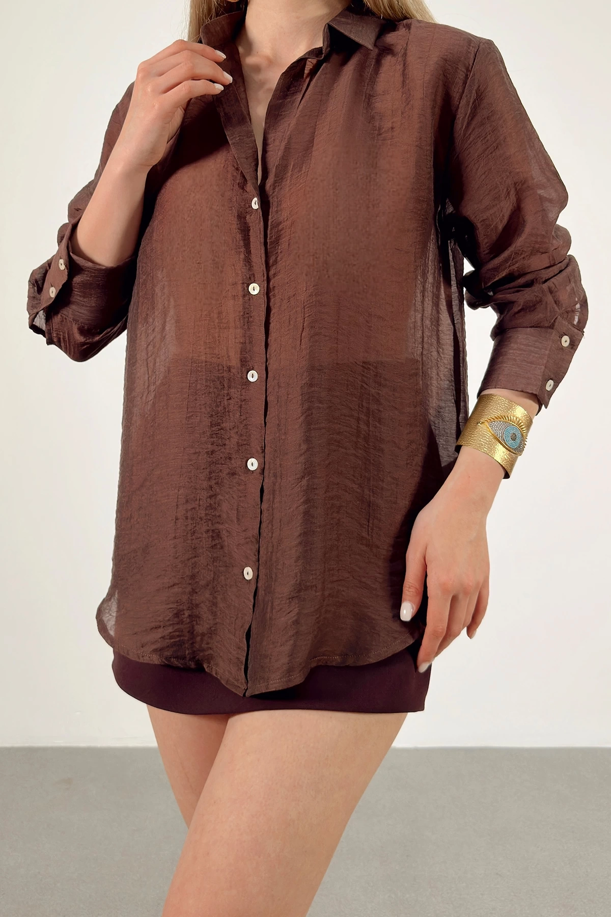 İnce Modal Gömlek Kahve