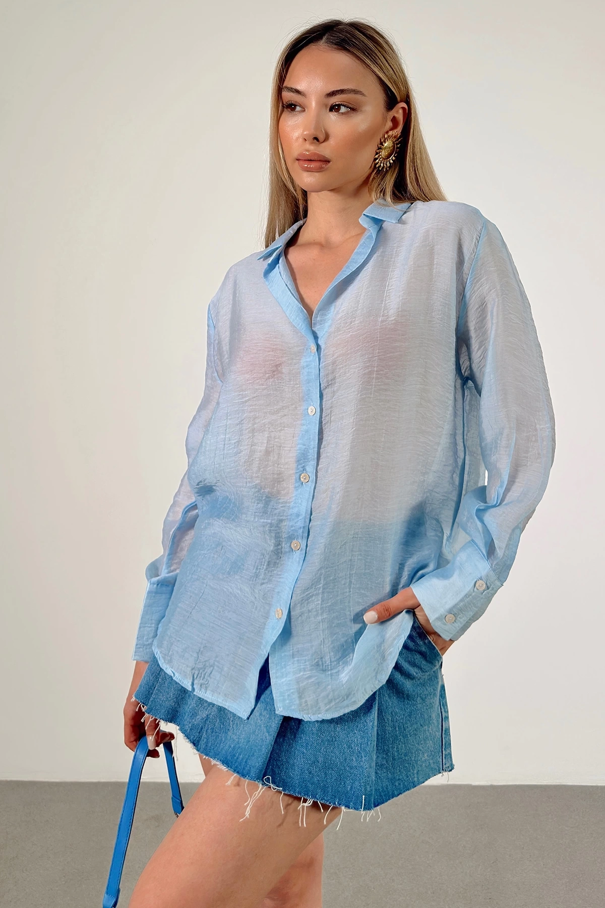 İnce Modal Gömlek Mavi