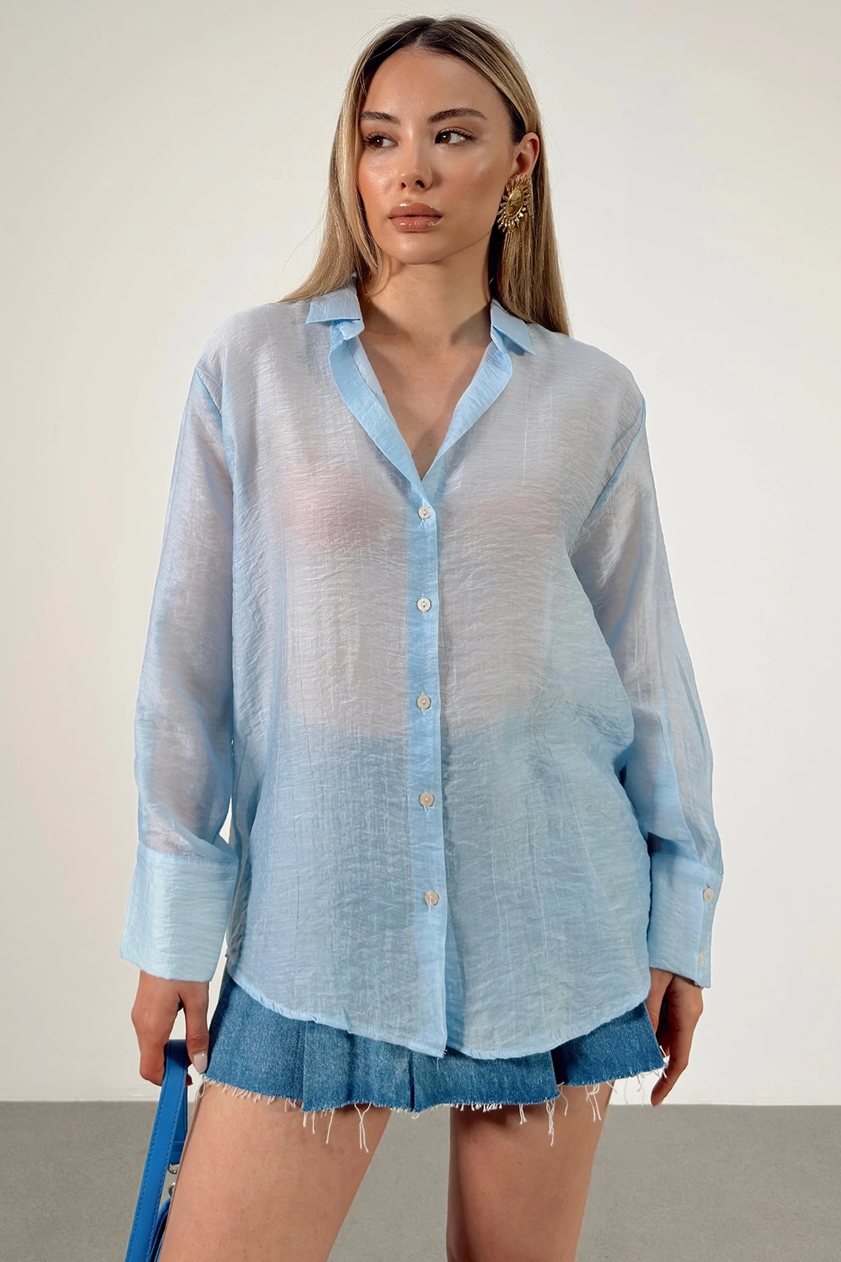 İnce Modal Gömlek Mavi