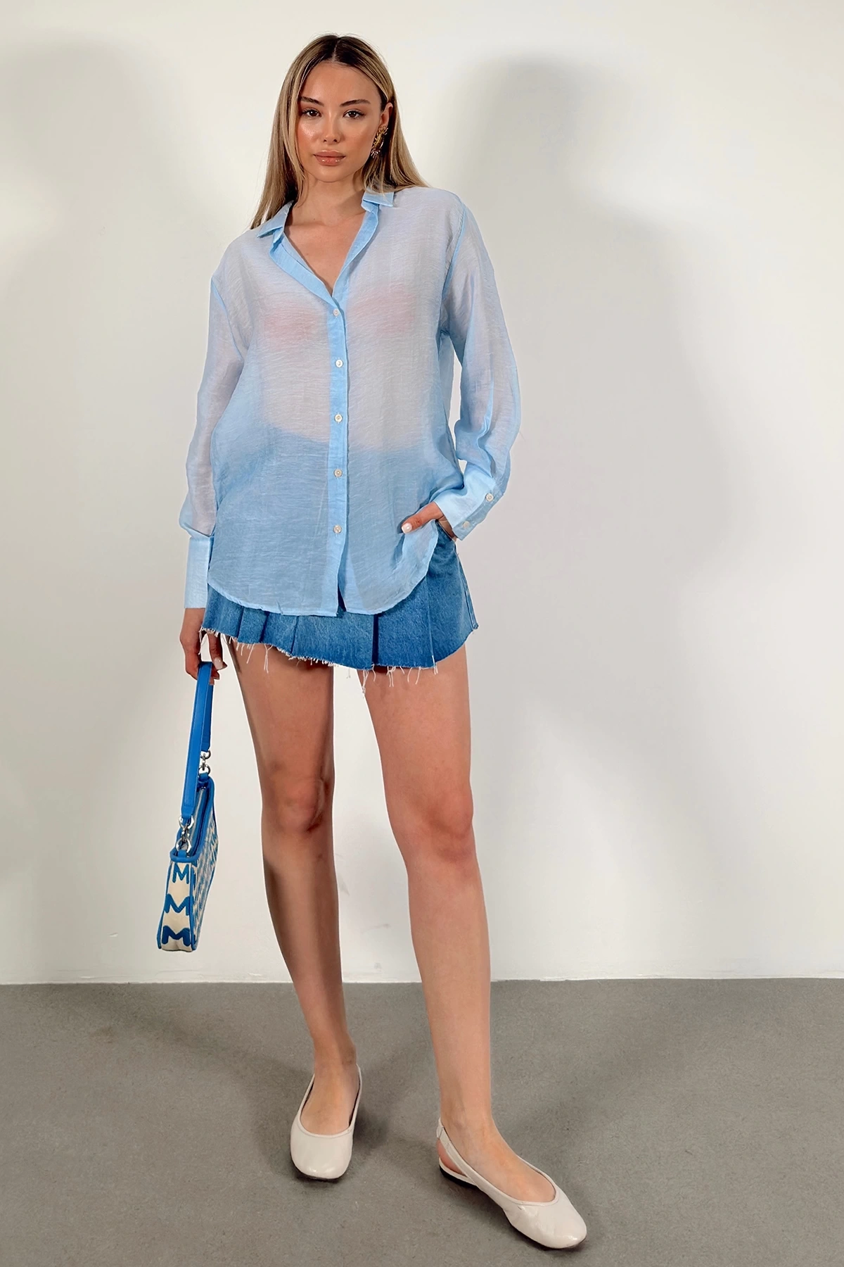 İnce Modal Gömlek Mavi