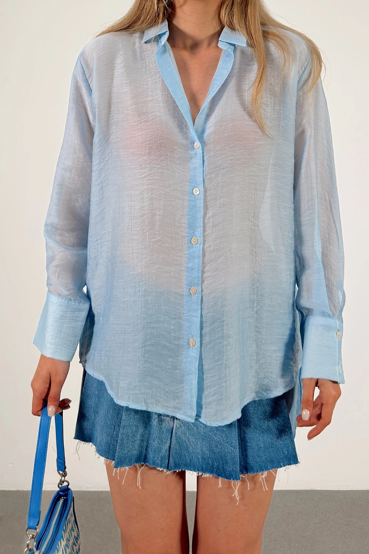 İnce Modal Gömlek Mavi