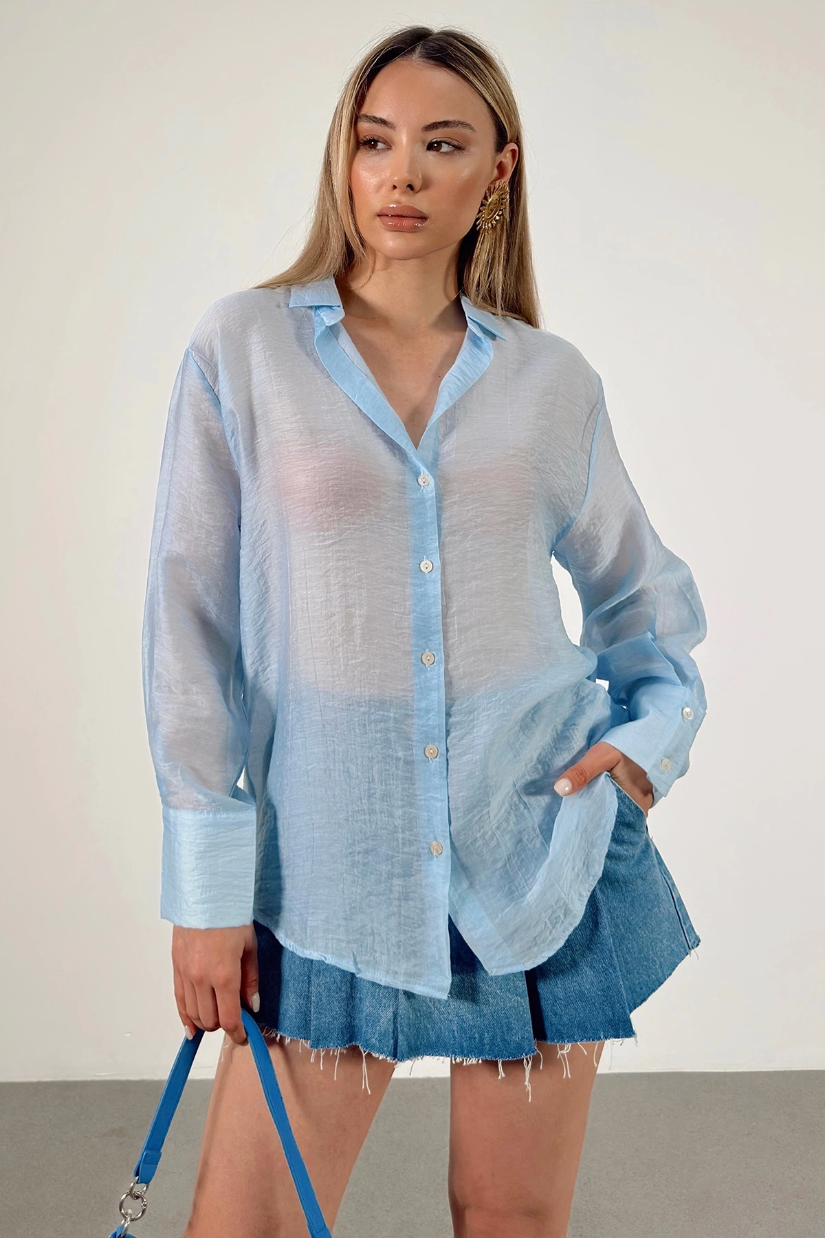 İnce Modal Gömlek Mavi