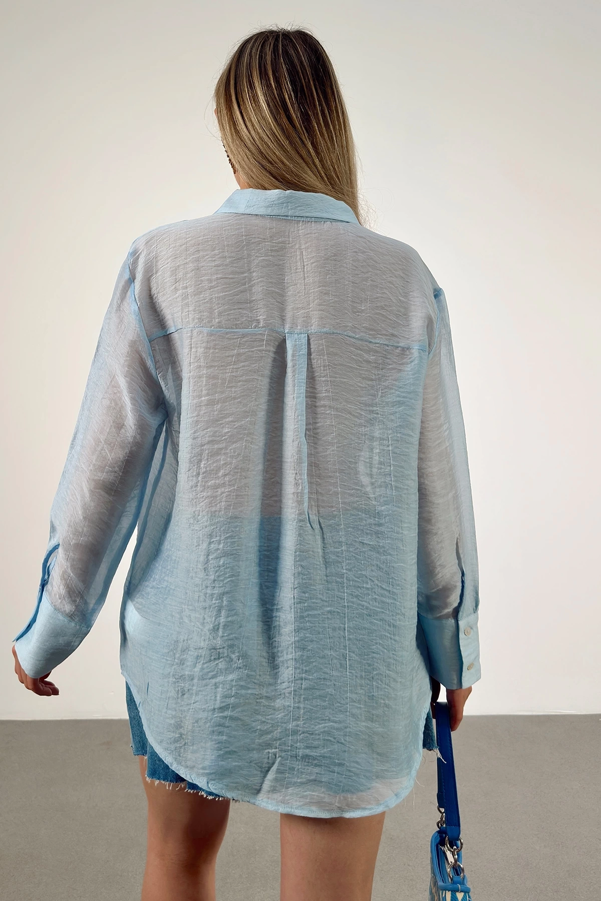 İnce Modal Gömlek Mavi