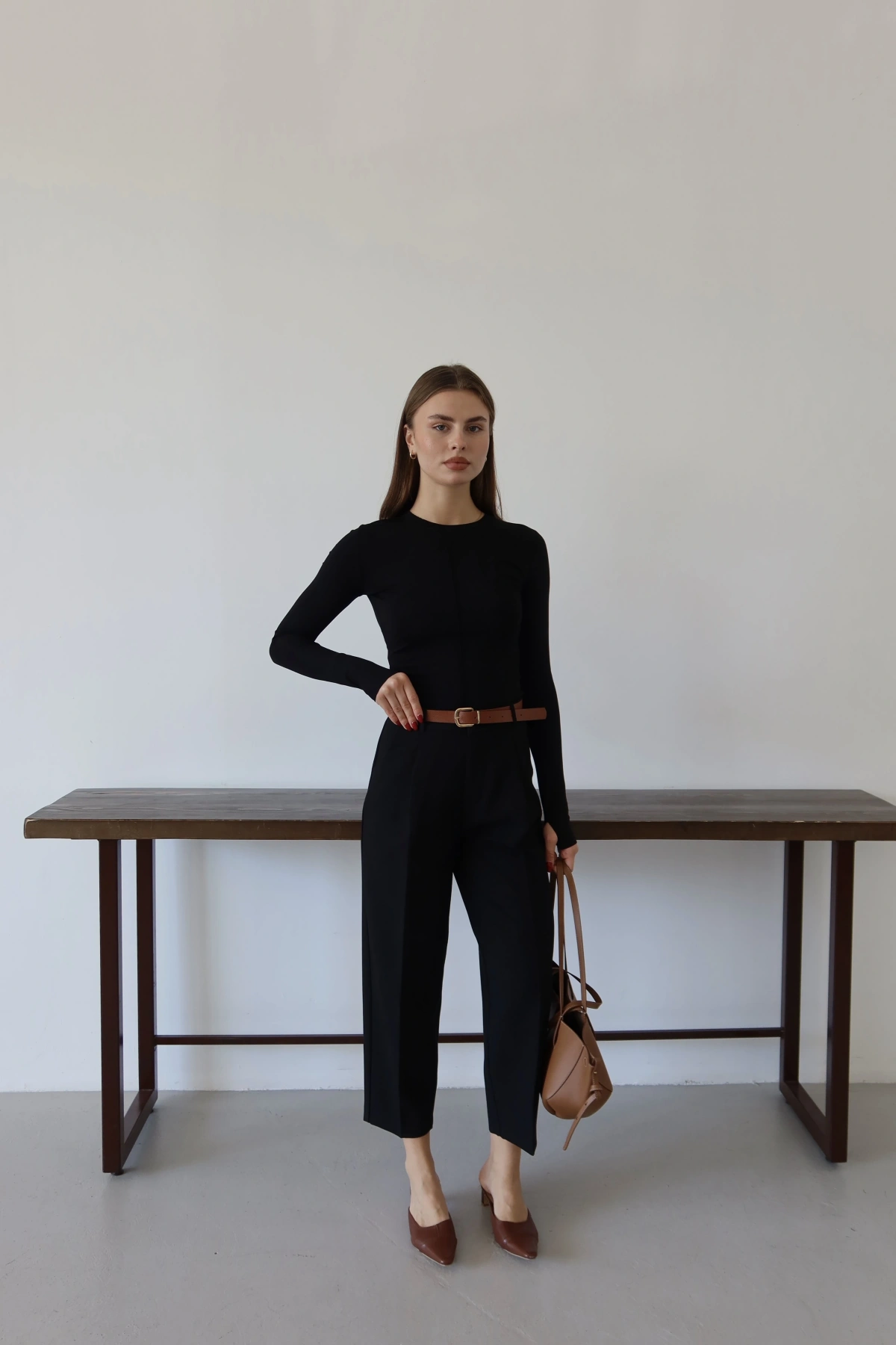 Kemerli Pantolon Siyah